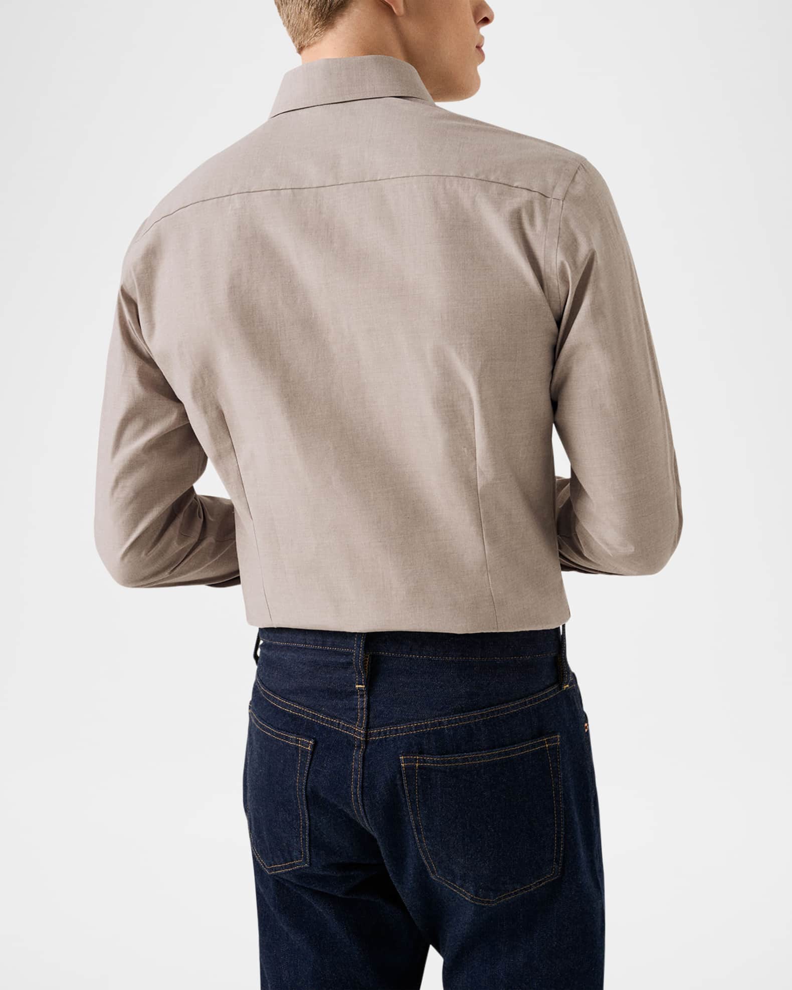 slim fit dress slacks Eton Men's Contemporary-Fit Fine Striped Twill Shirt - Blue main image 0