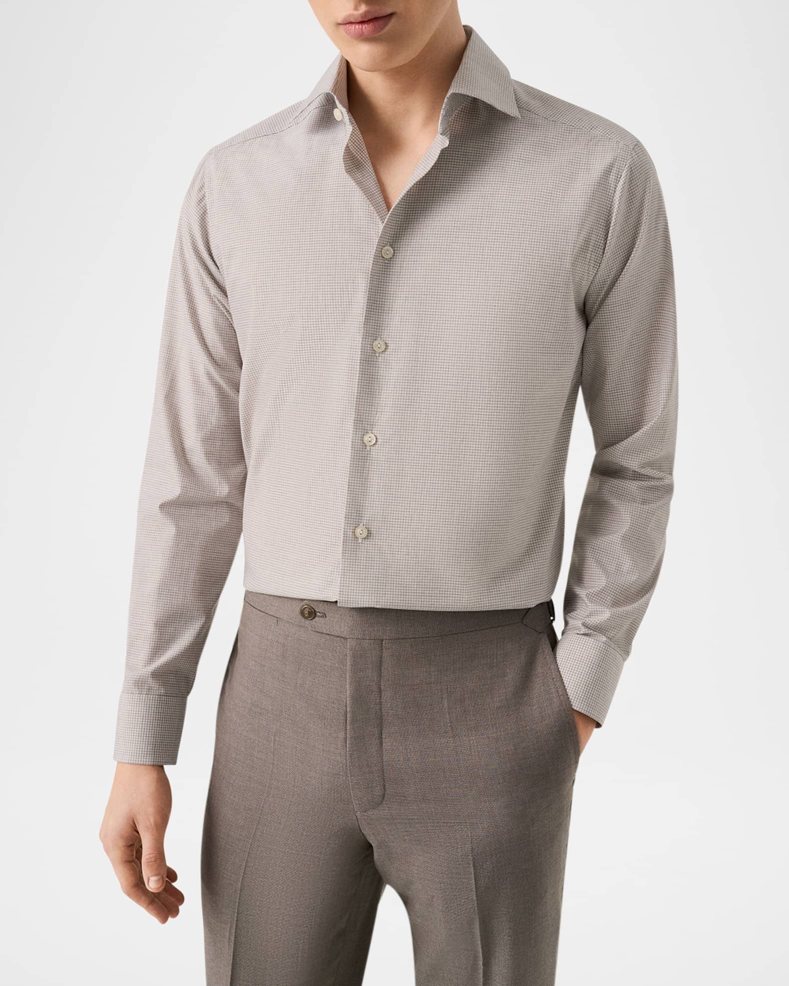 Eton Men's Signature Twill Micro-Check Slim-Fit Dress Shirt | Neiman Marcus