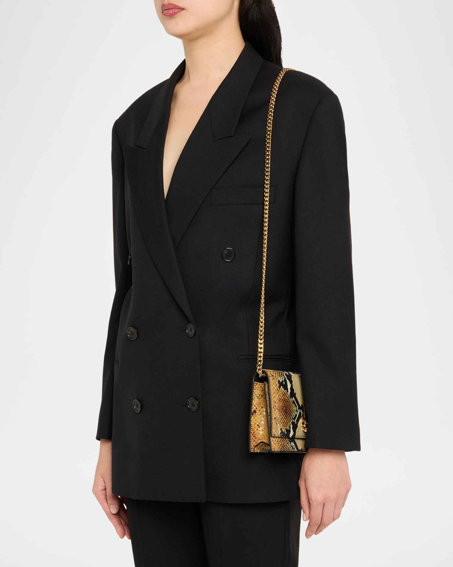 Small Skull Python-Embossed Crossbody Bag 1
