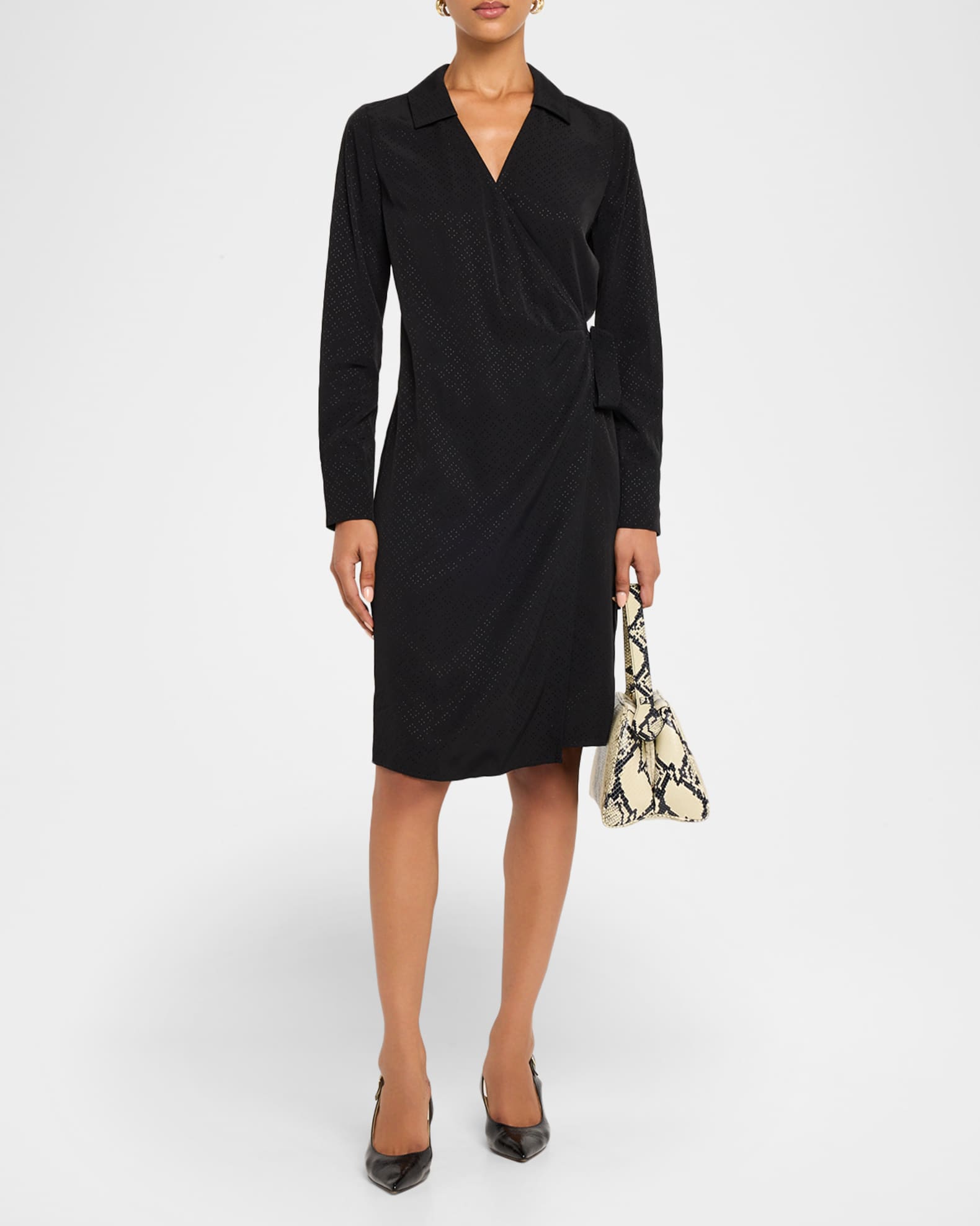 Diamond Jacquard Wrap Shirtdress 1