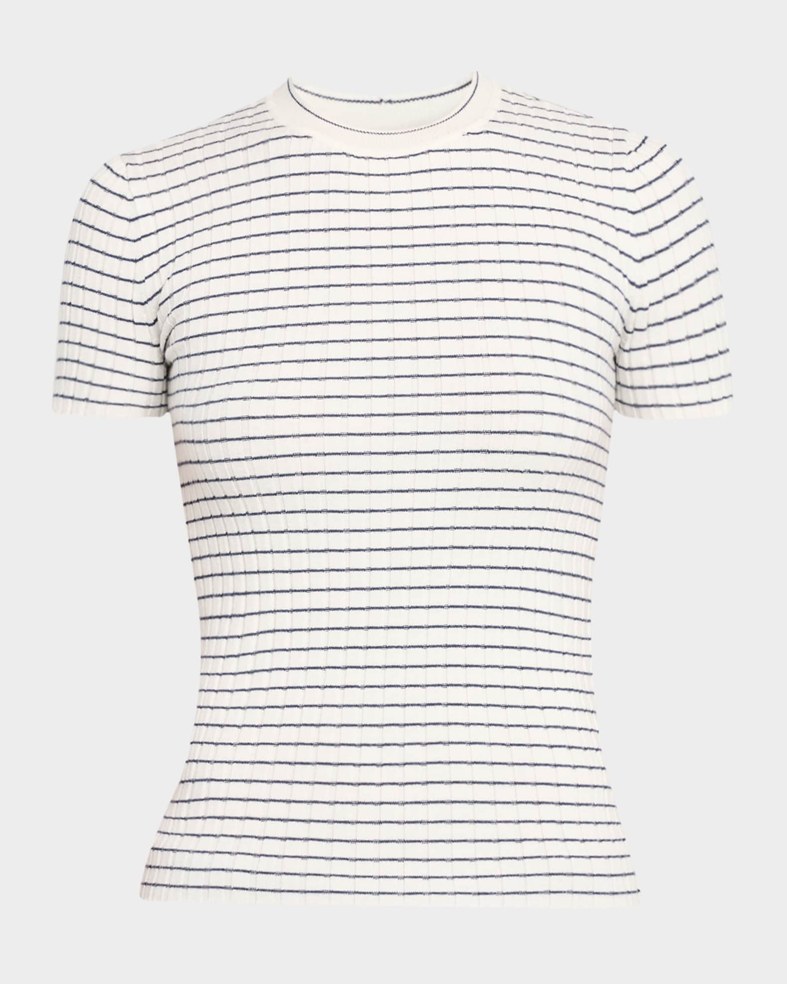 Striped Crewneck Rib Knit Tee 0