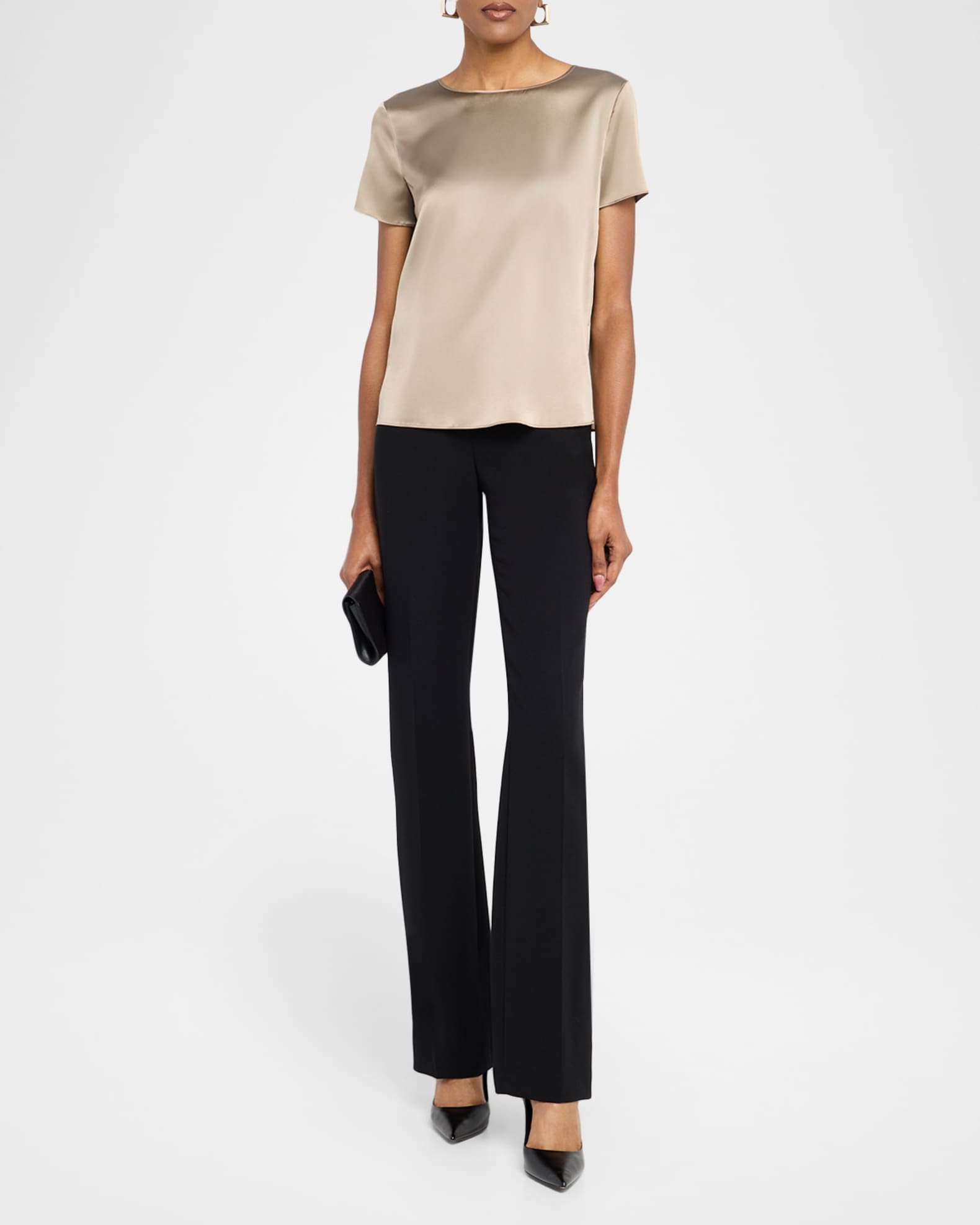 Short-Sleeve Crewneck Satin Tee 1