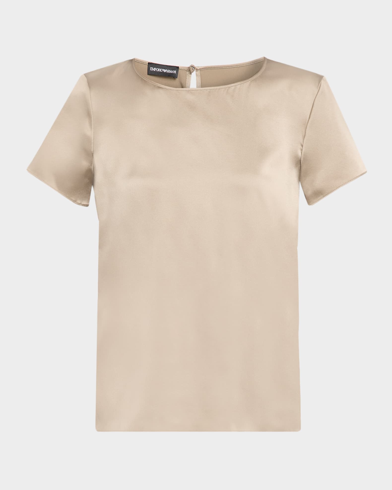 Short-Sleeve Crewneck Satin Tee 0