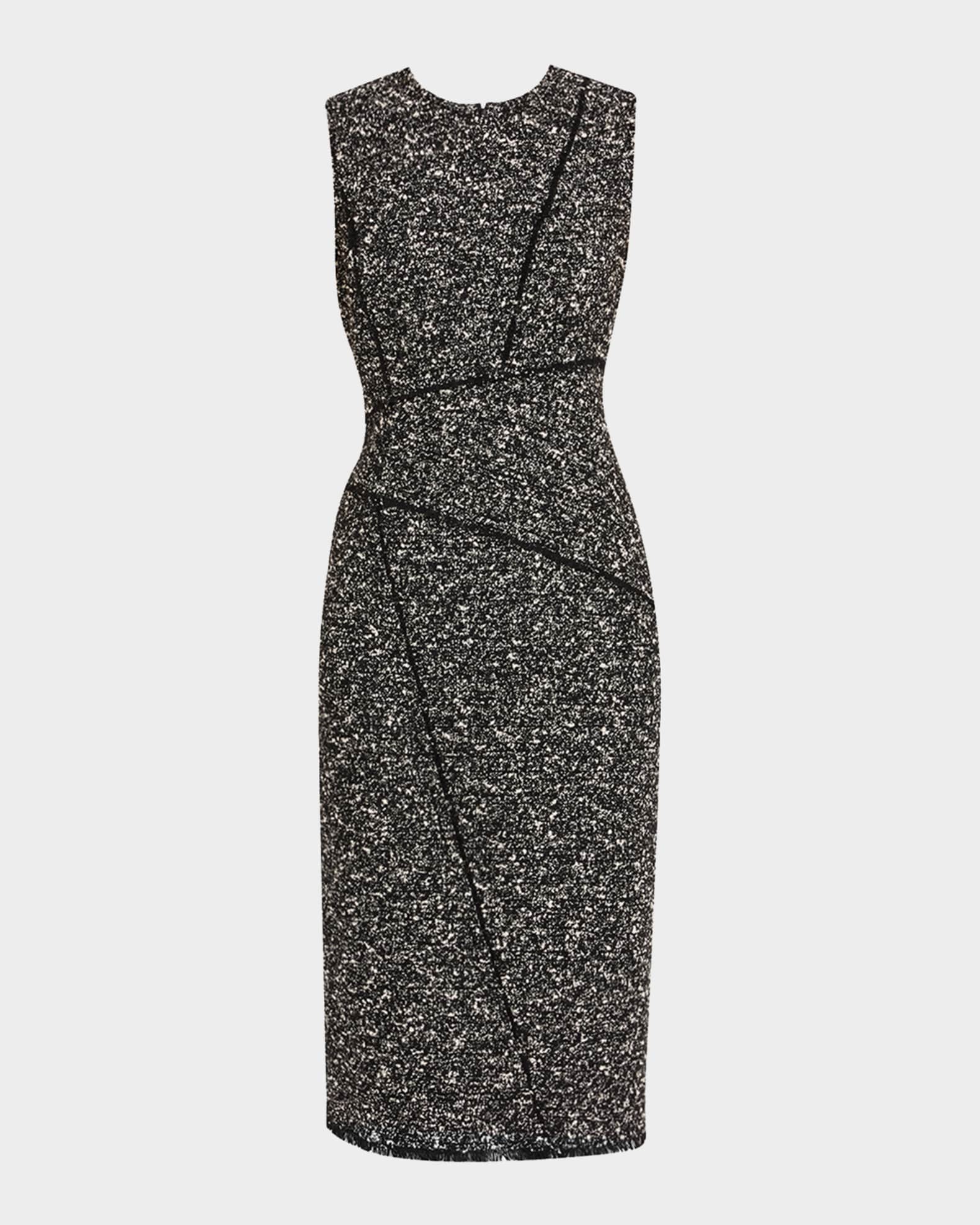 Lafayette 148 New York Fringed Seam Wool Blend Tweed Sheath Dress in Black Multi at Nordstrom, Size 2