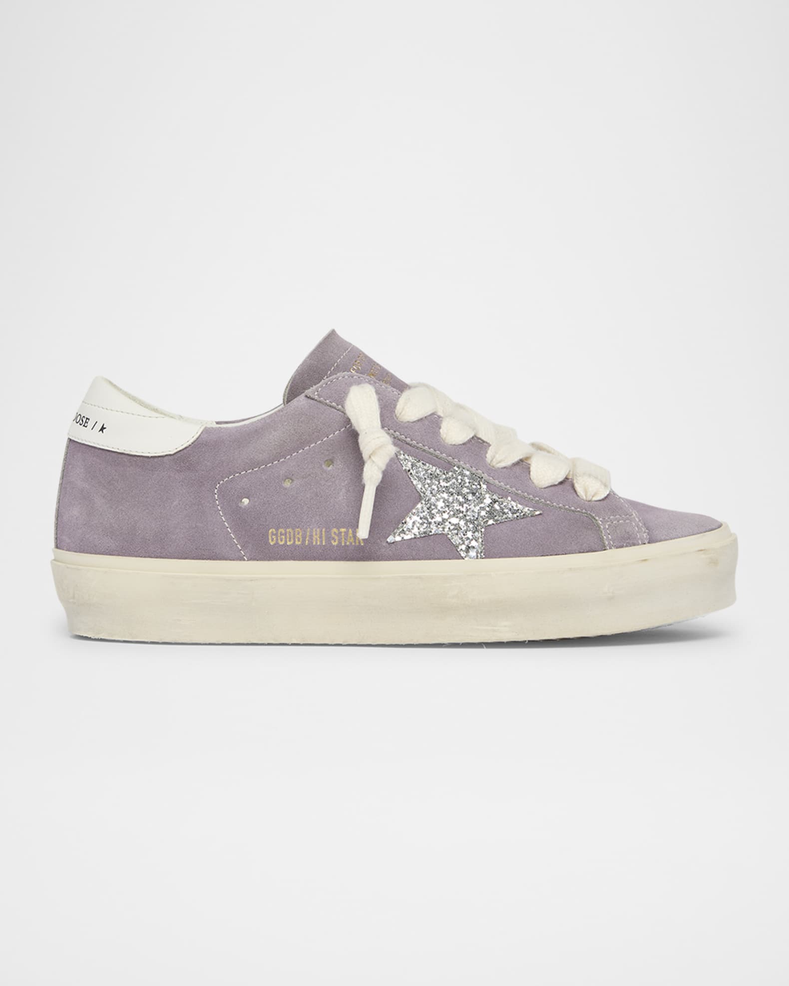 Golden Goose Hi Star Suede Glitter Low-Top Sneakers | Neiman