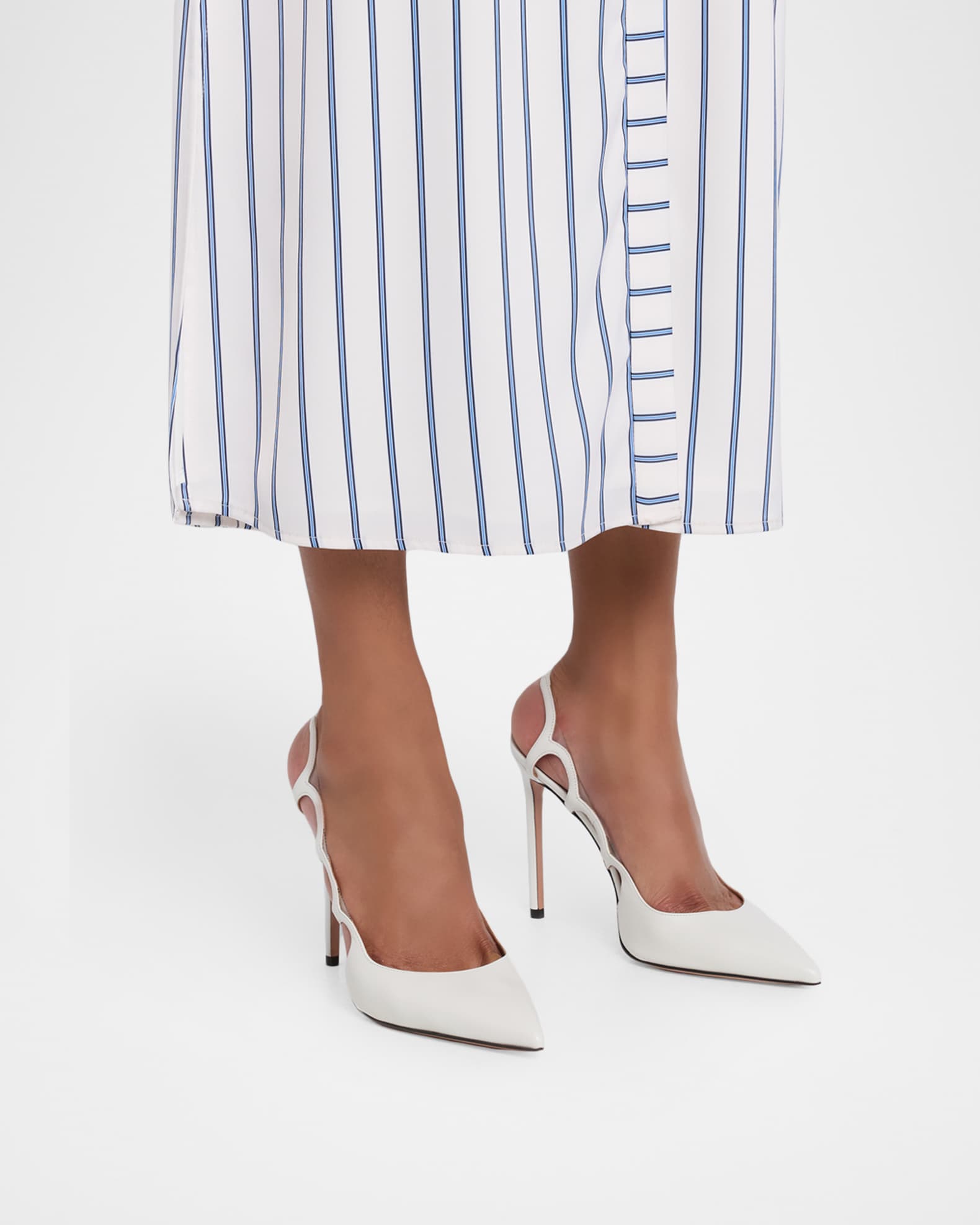 Aquazzura 105mm Endless Love Leather and PVC Slingback Pumps