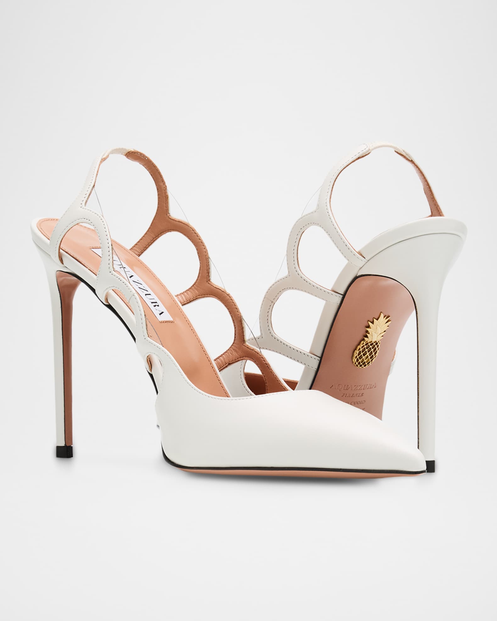 Aquazzura 105mm Endless Love Leather and PVC Slingback Pumps