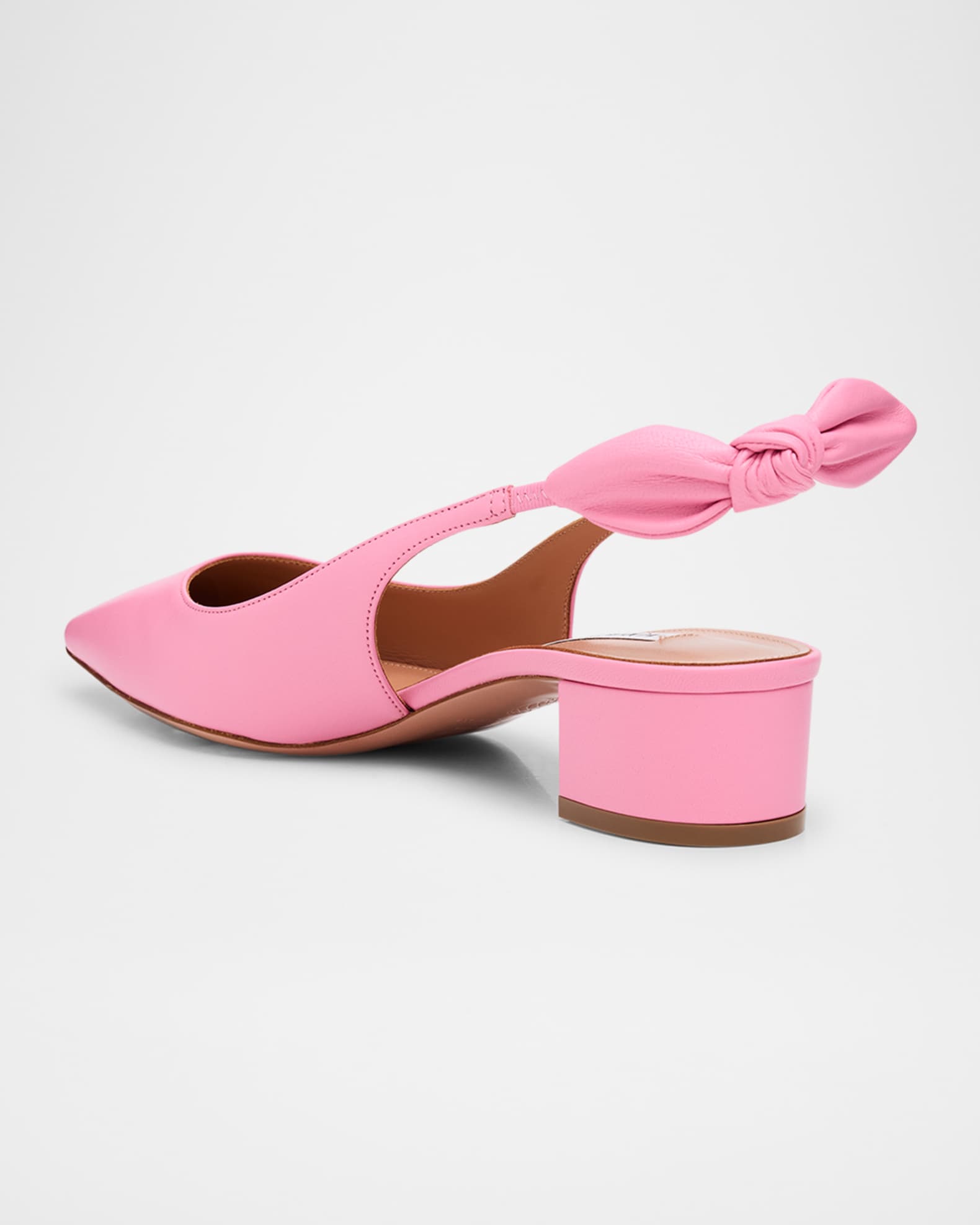 パンプス AQUAZZURA Pink Leather Pumps with Bow Detail Aquazzura Very Bow Tie Leather Slingback Pumps | Neiman Marcus