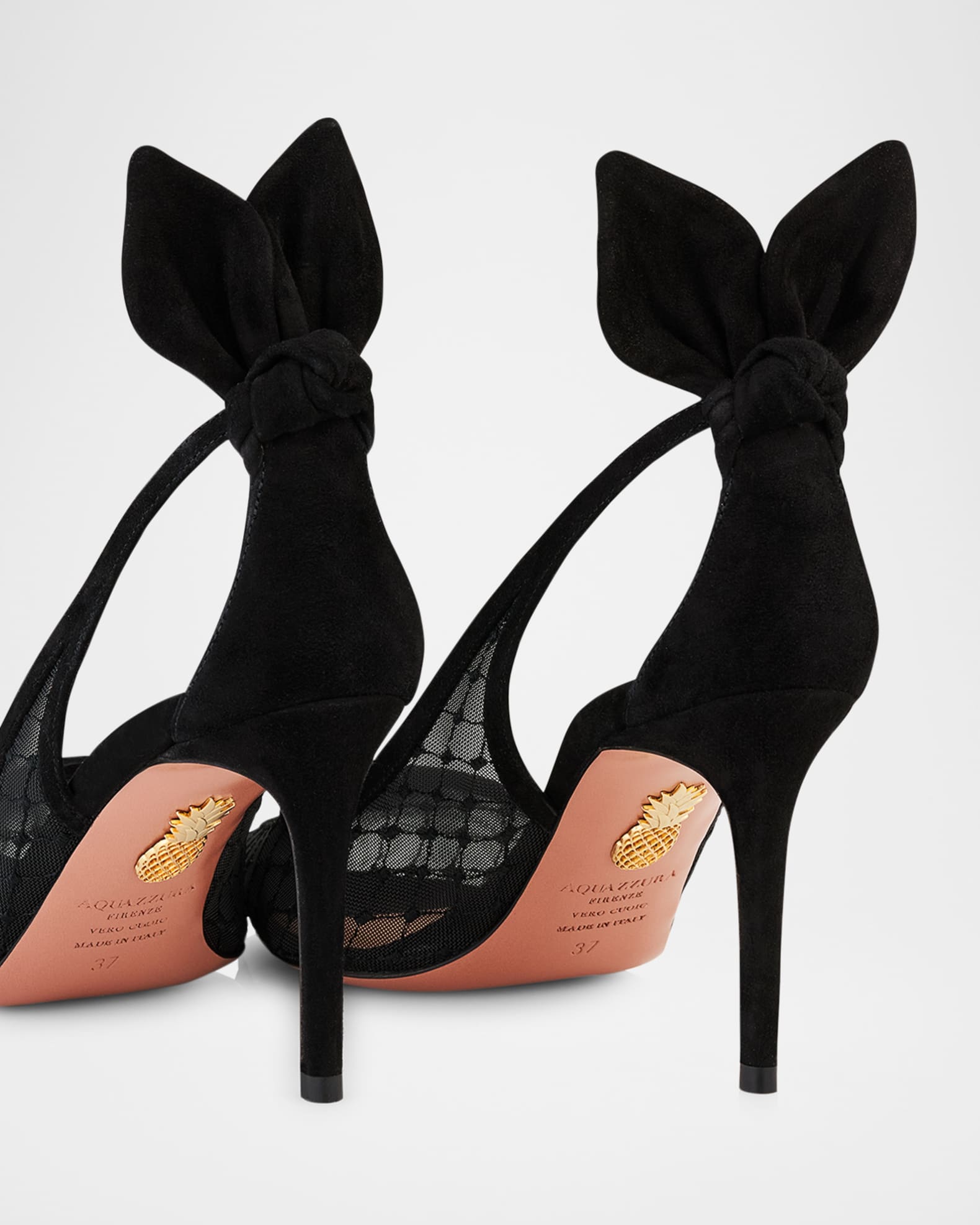 Aquazzura Net Mesh Suede Bow Pumps | Neiman Marcus