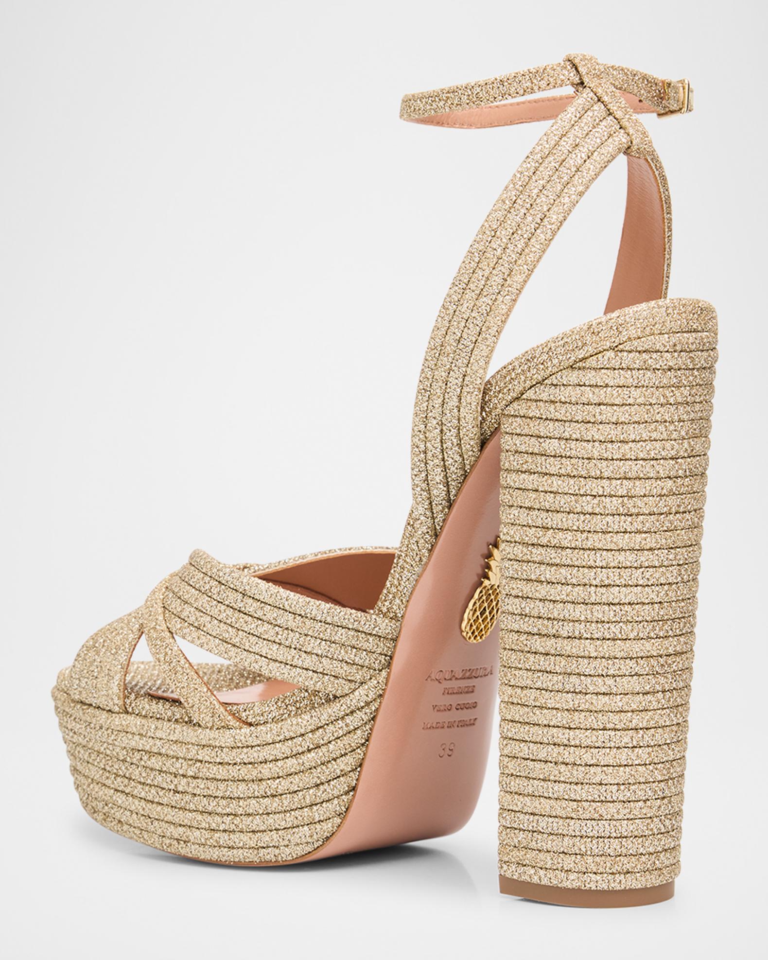 Aquazzura Sundance Lurex Platform Sandals | Neiman Marcus