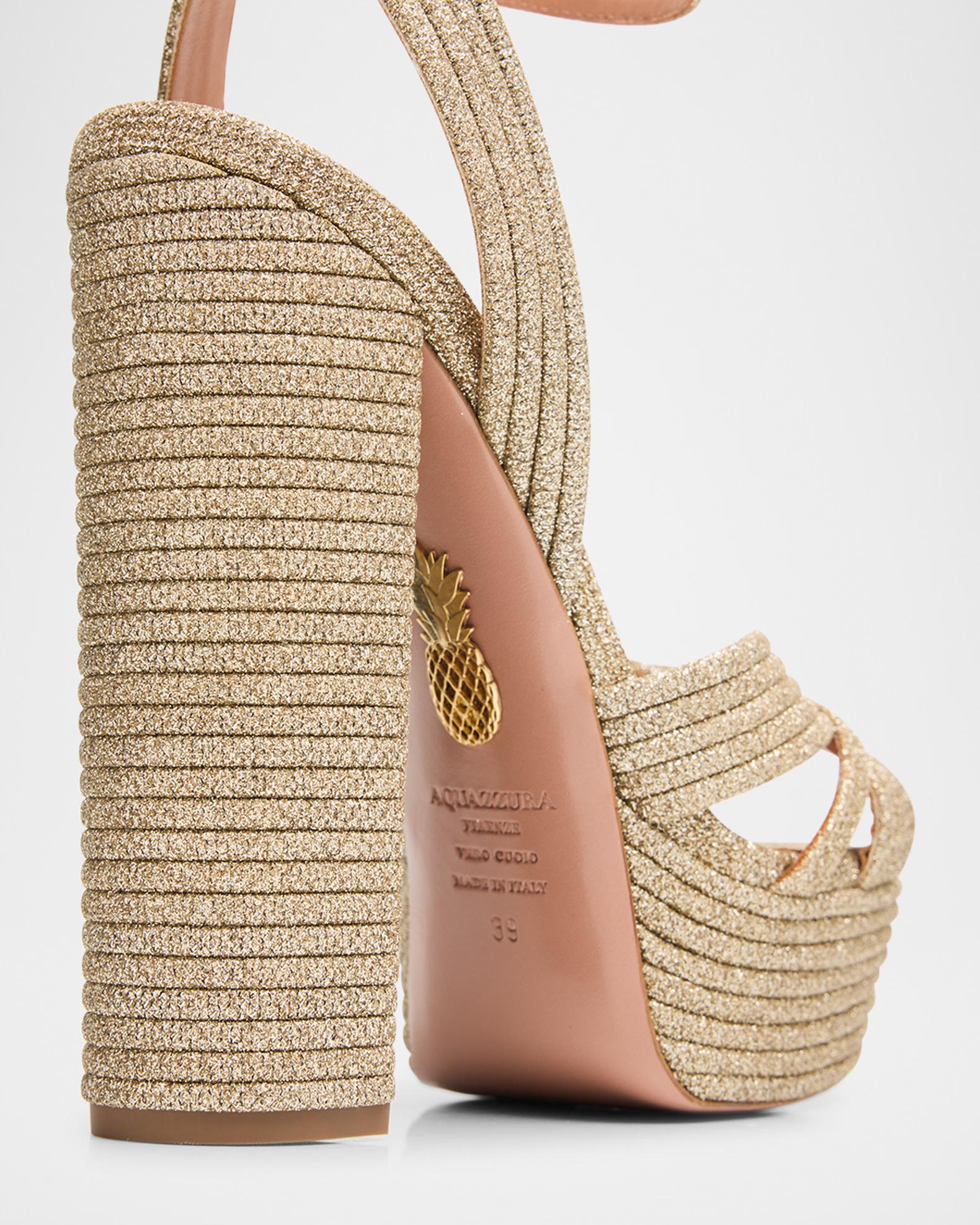 Aquazzura Sundance Lurex Platform Sandals | Neiman Marcus