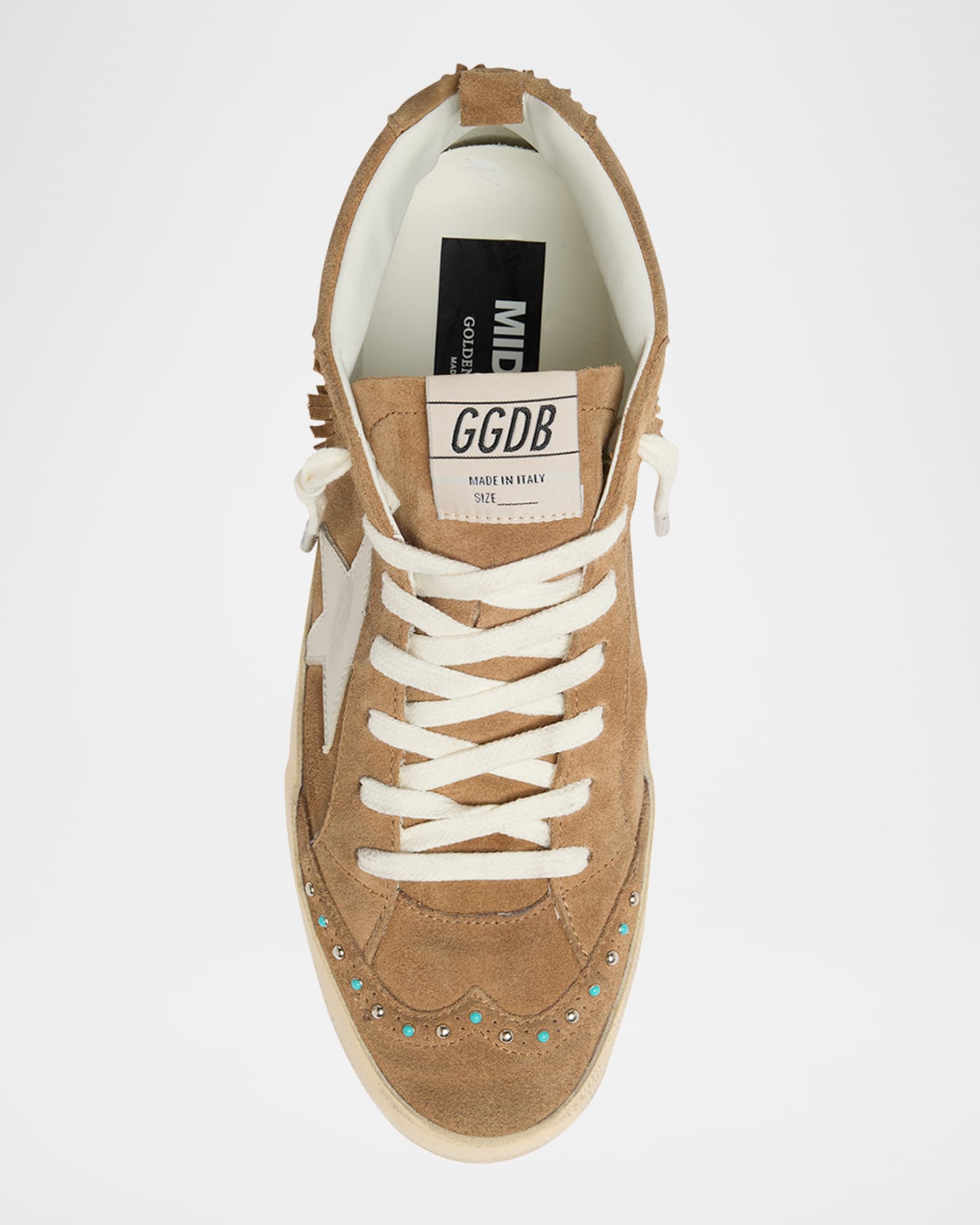 スニーカー Golden  Mid Star Classic Suede Sneakers Golden Goose Mid Star Suede Mid-Top Sneakers with Fringe and