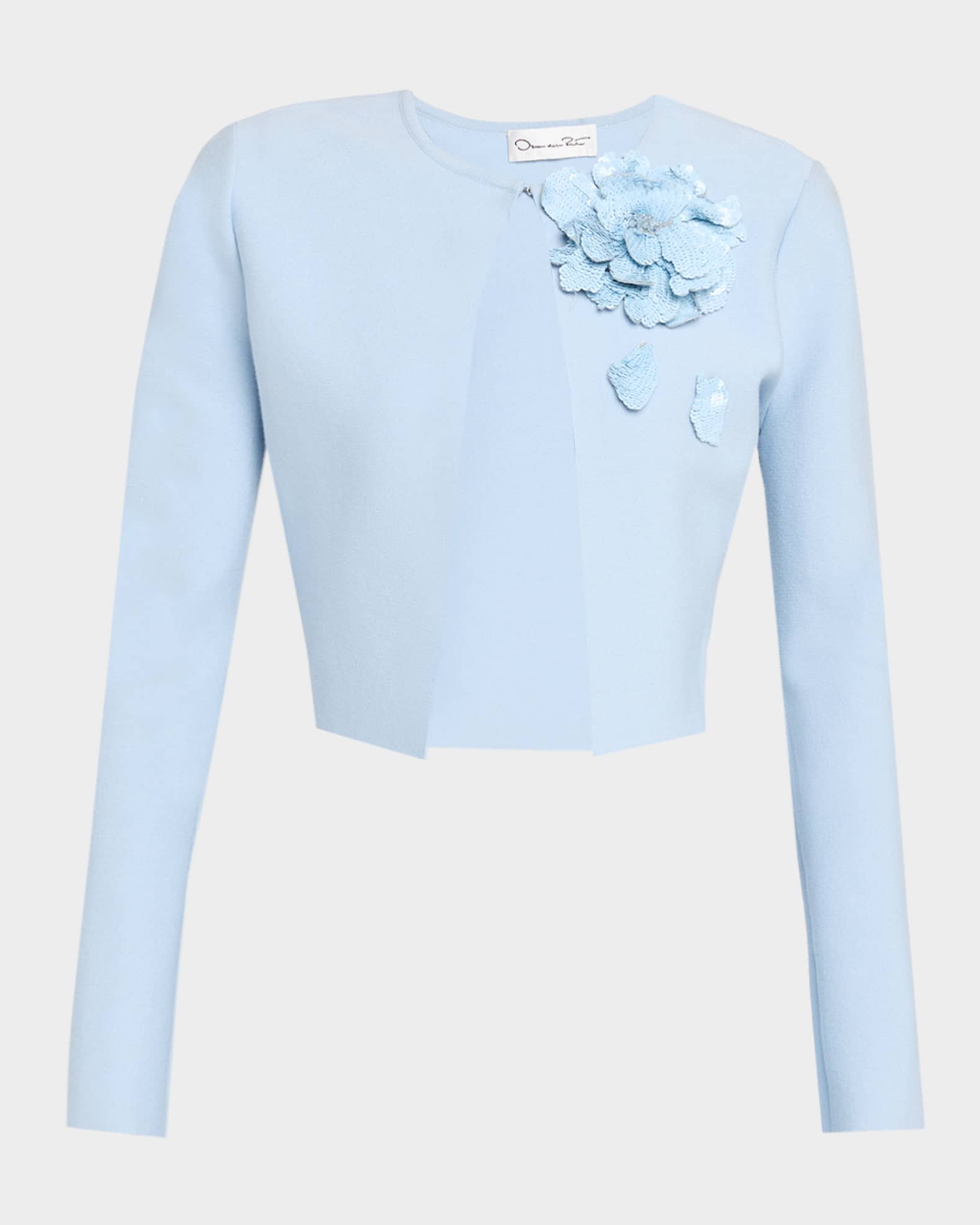 Sequin Flower Crop Fitted Jacket 0