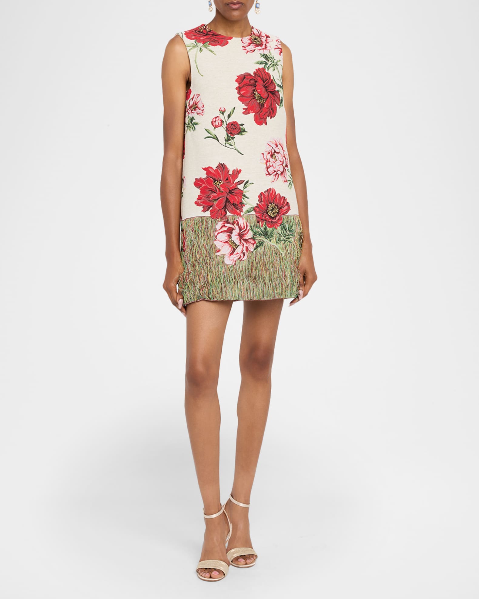 Peony Unraveled Jacquard Sleeveless Mini Day Dress 1