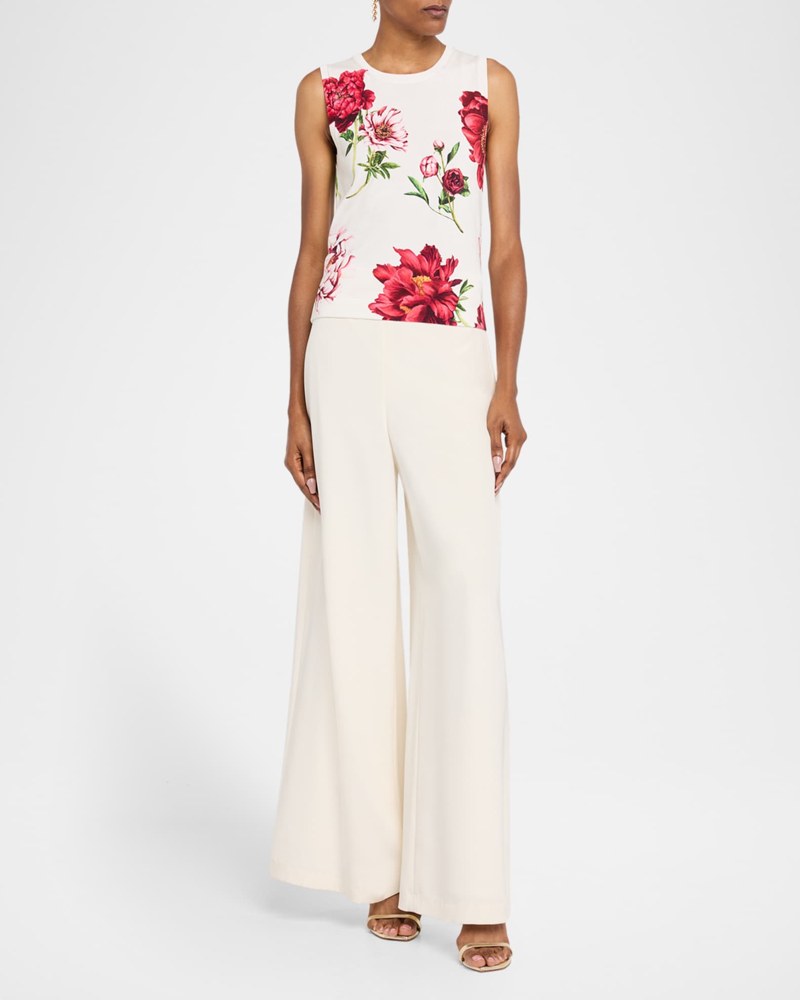 Sleeveless Peony Print Twinset Tank Top 1
