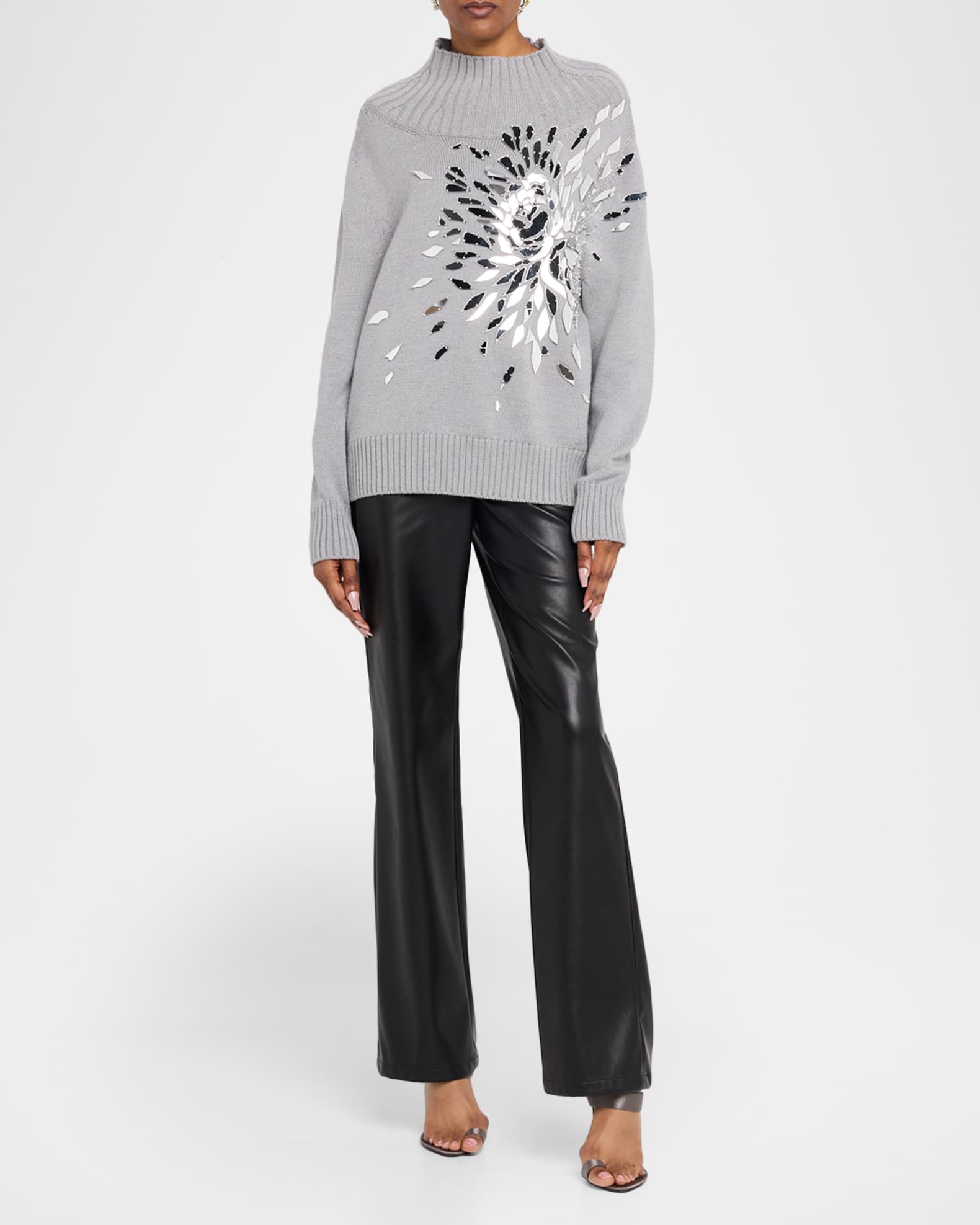 Shattered Glass Embroidered Mockneck Sweater 1