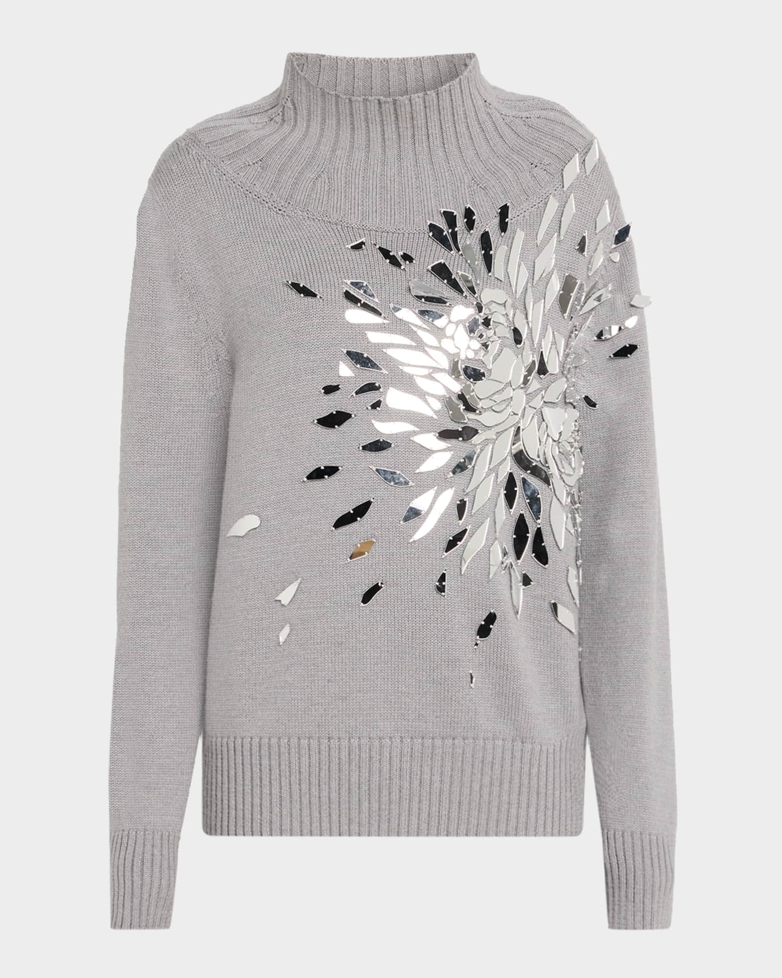Shattered Glass Embroidered Mockneck Sweater 0