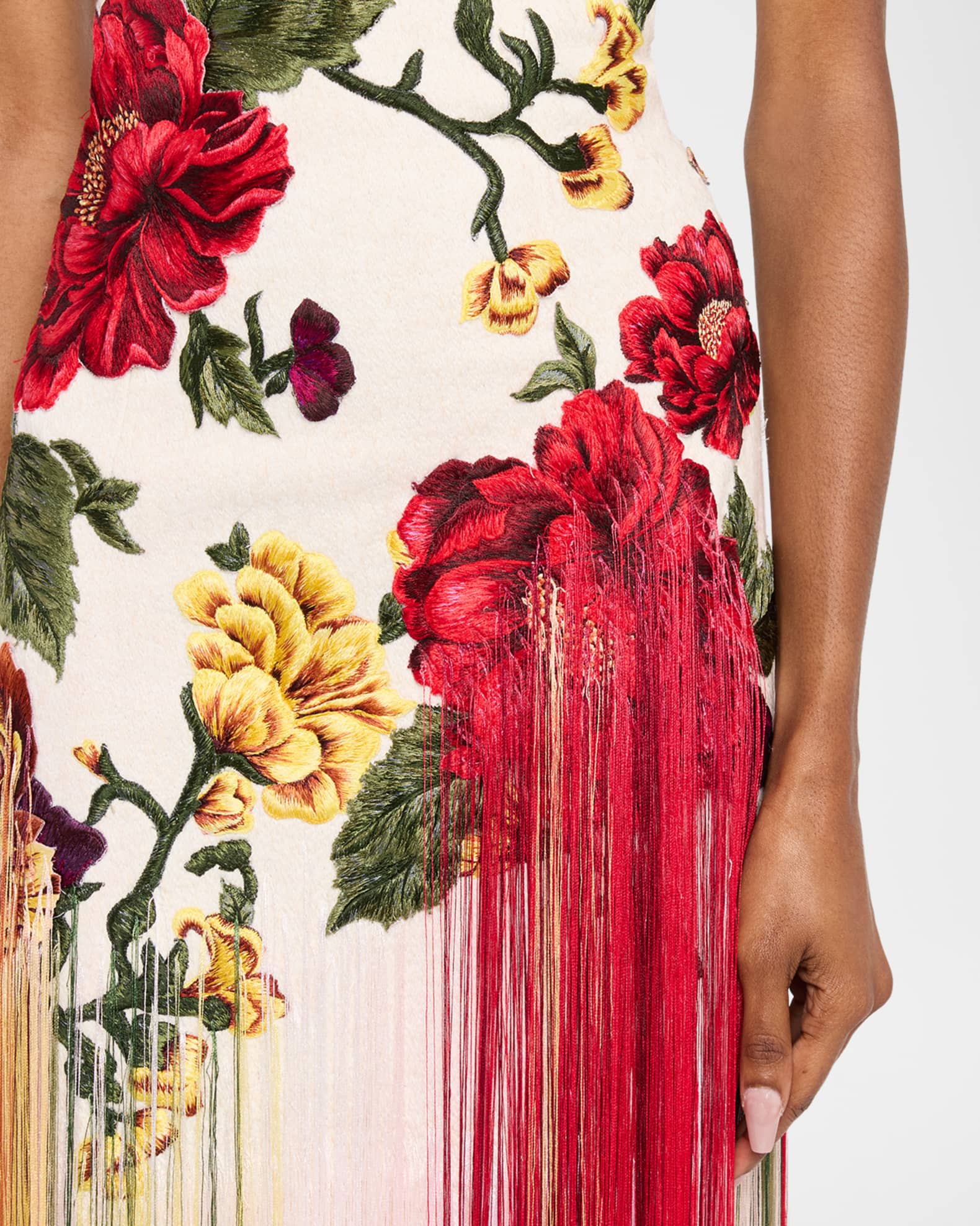 Oscar de la Renta Halter Neck Embroidered Tulle Gown | Neiman Marcus
