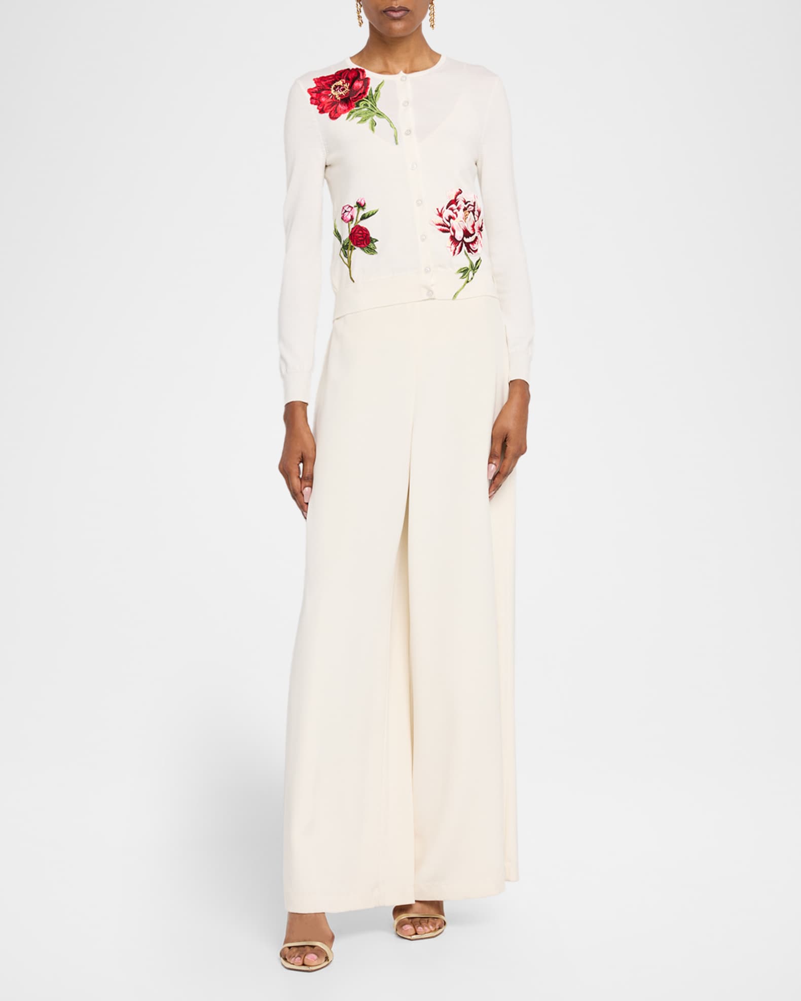 Peony Embroidered Wool Cardigan 1