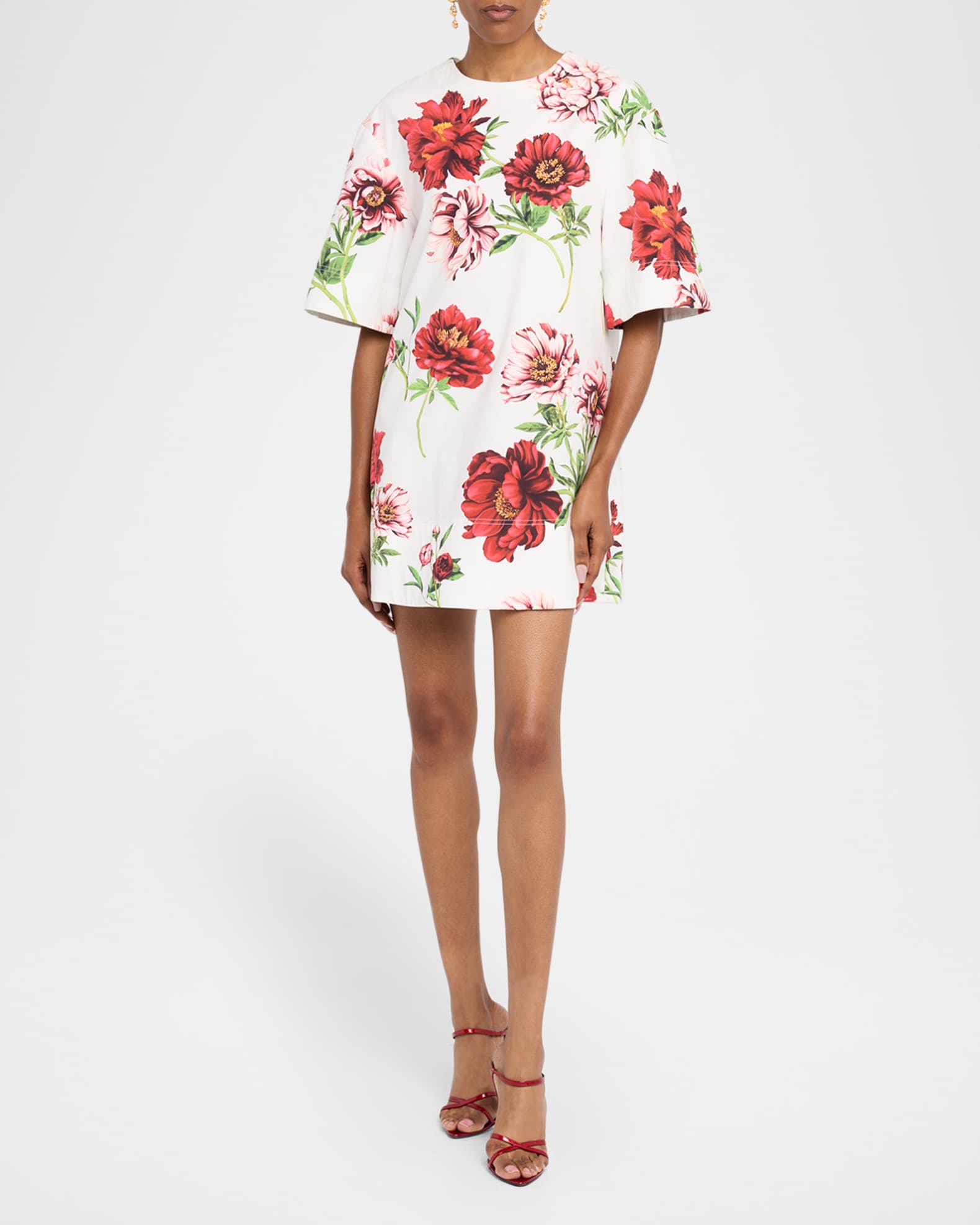 Peony Printed Poplin Shift Dress 1