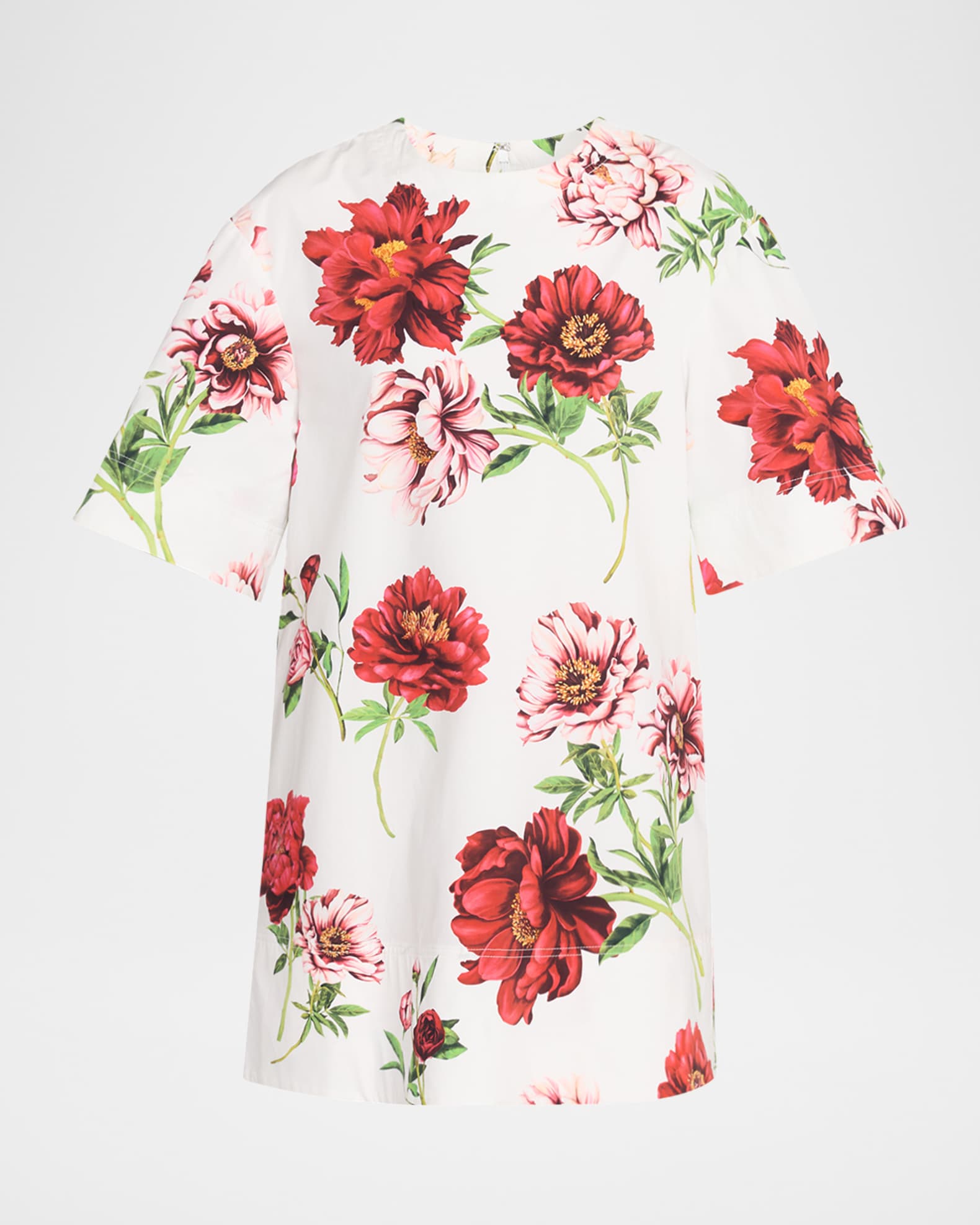 Peony Printed Poplin Shift Dress 0