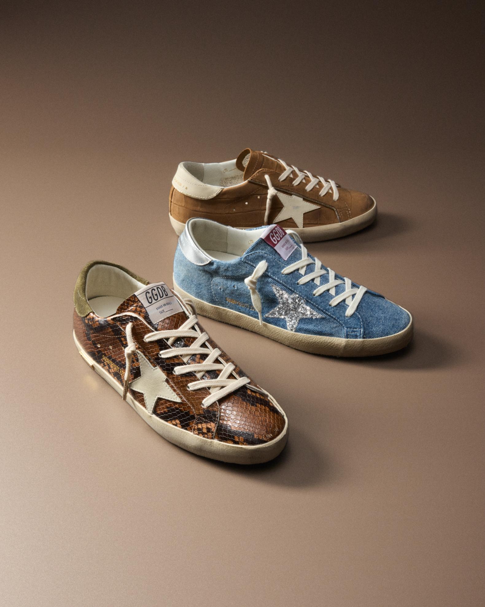 Golden Goose Super-Star Pyhton-Print Mixed Leather Low-Top 