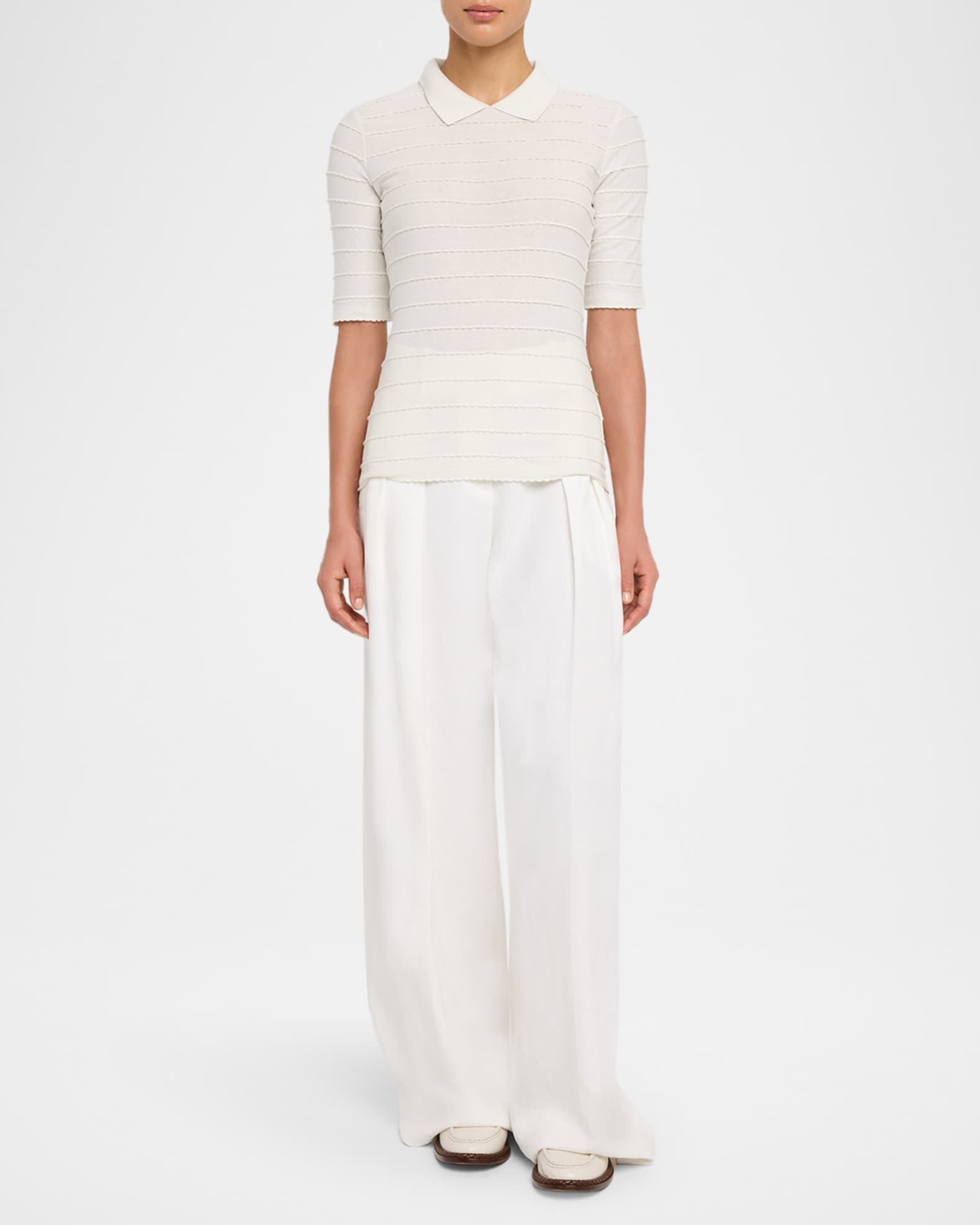 Scallop-Trim Cotton Jersey Tee 1