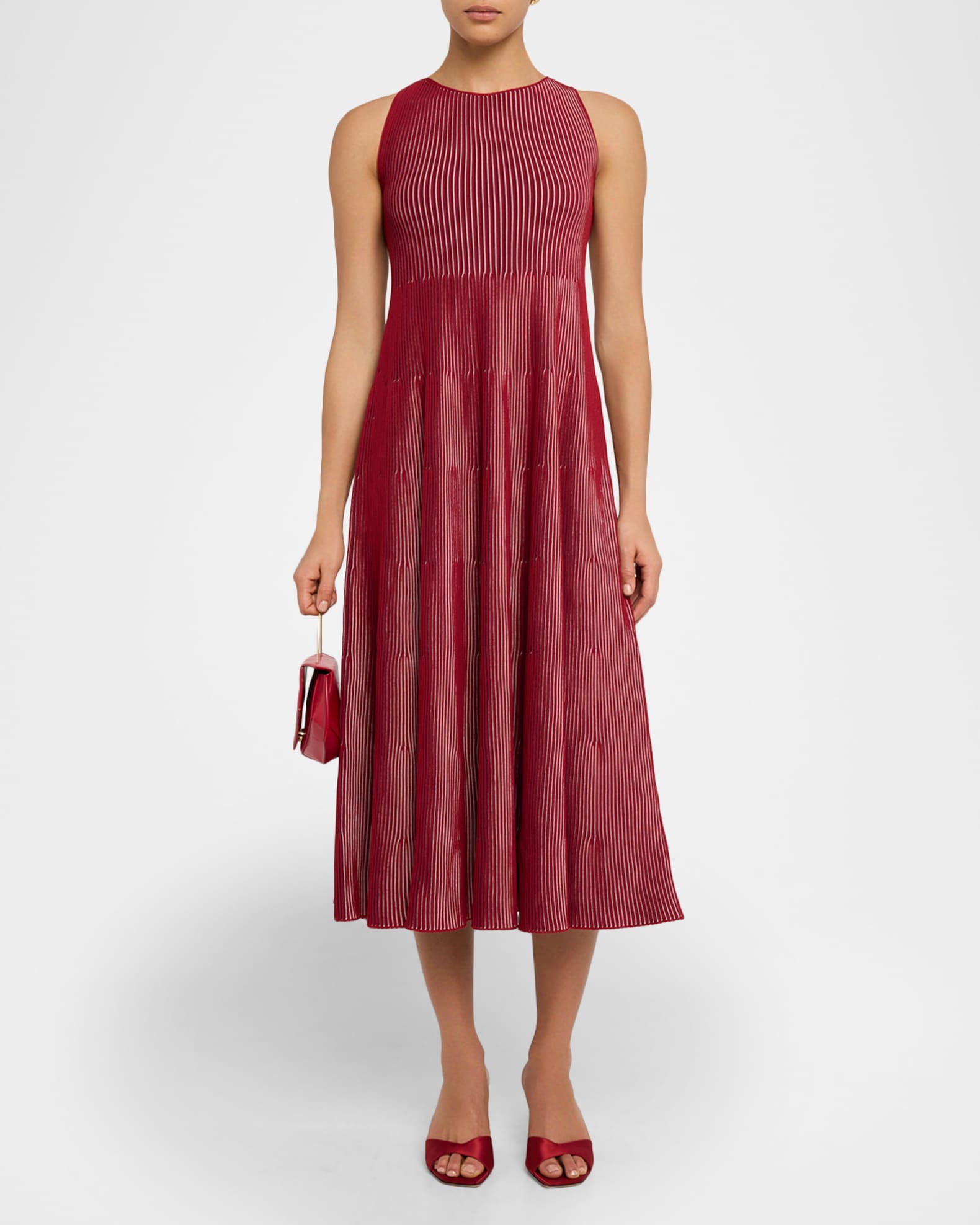 Sleeveless Striped Rib Knit Maxi Dress 1