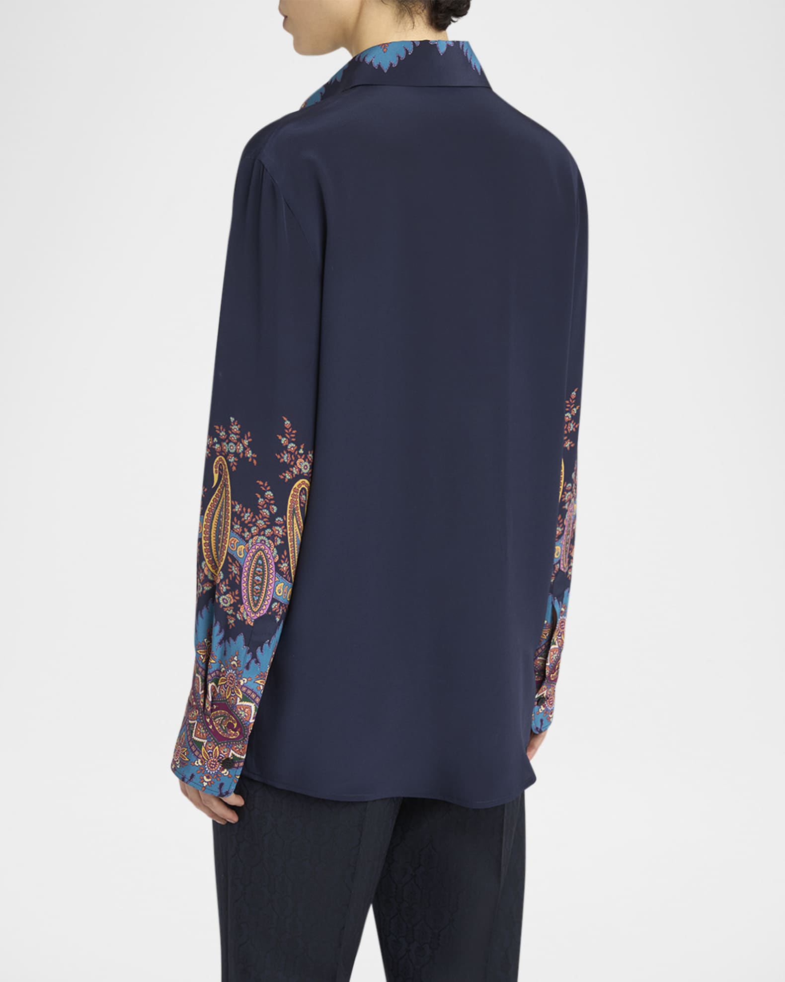 Etro Long-Sleeve Printed Silk Shirt | Neiman Marcus