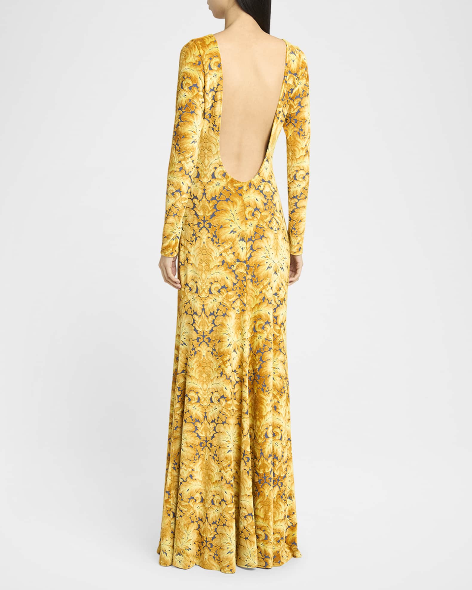 open lace back dress Louisa Long Sleeve Slinky Maxi Dress - Black main image 1