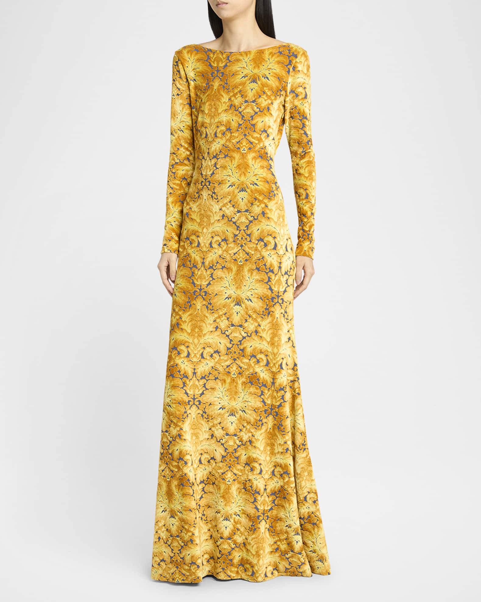 Etro Long-Sleeve Open-Back Maxi Dress , Women's, 4, Casual & Work Dresses Maxi Dresses