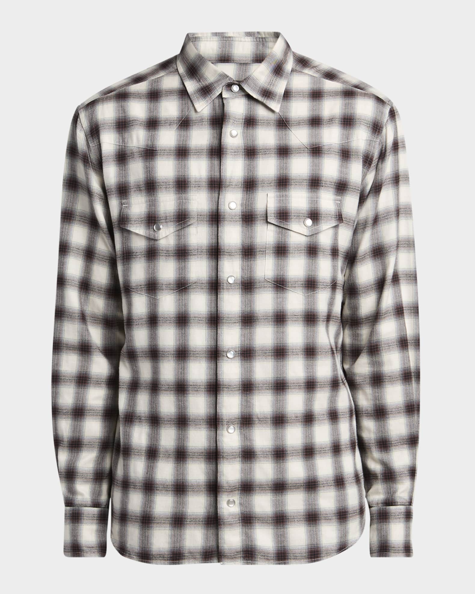 Men's Small Buffalo Plaid Slim Fit Western Shirt 0