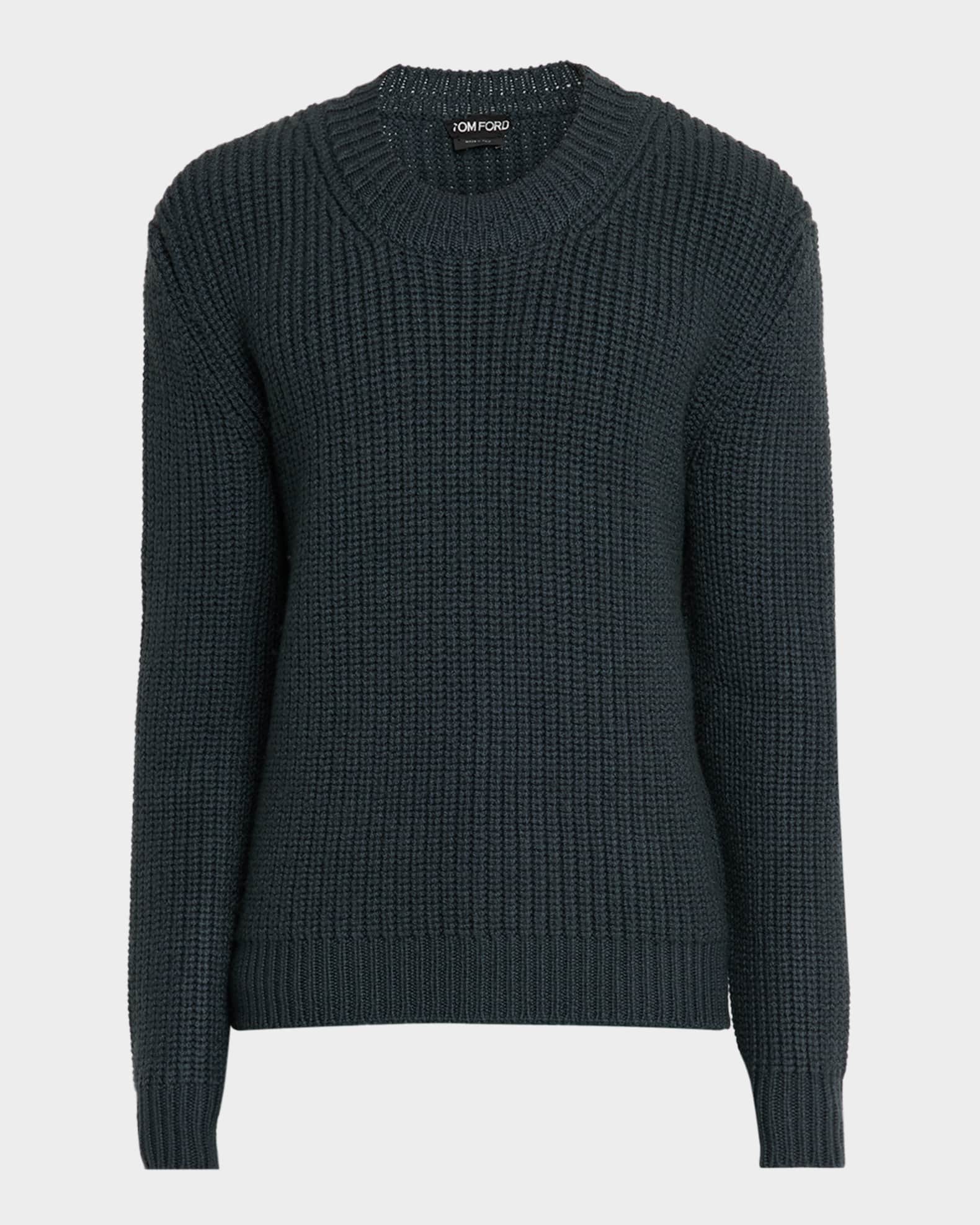 TOM FORD Men's Cashmere and Wool Half-Stitch Crewneck