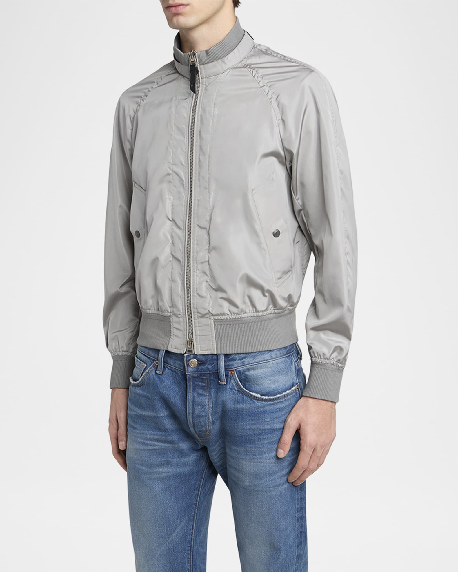 TOM FORD Men's Silk Taffeta Knit Bomber Jacket | Neiman Marcus
