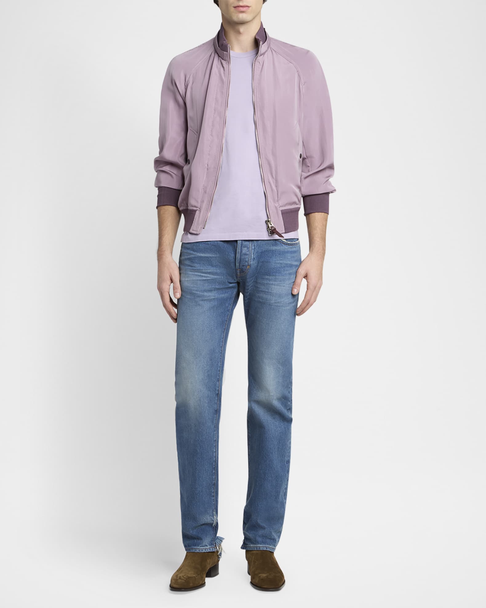 【関税＆送料込み】Tom Ford Knitted Jacket TOM FORD Men's Silk Taffeta Knit Bomber Jacket | Neiman Marcus