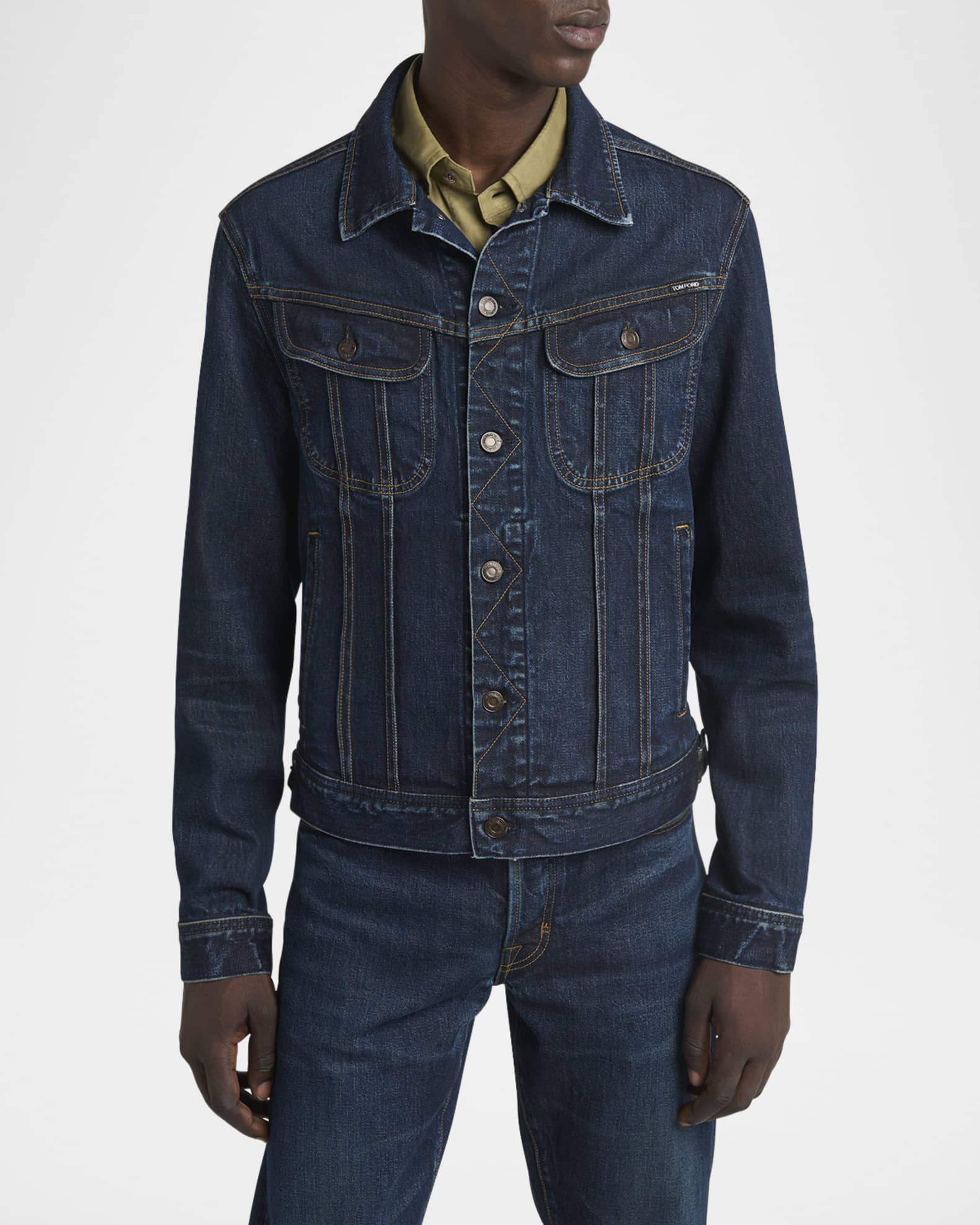TOM FORD Men's Broken Twill Icon Denim Jacket | Neiman Marcus
