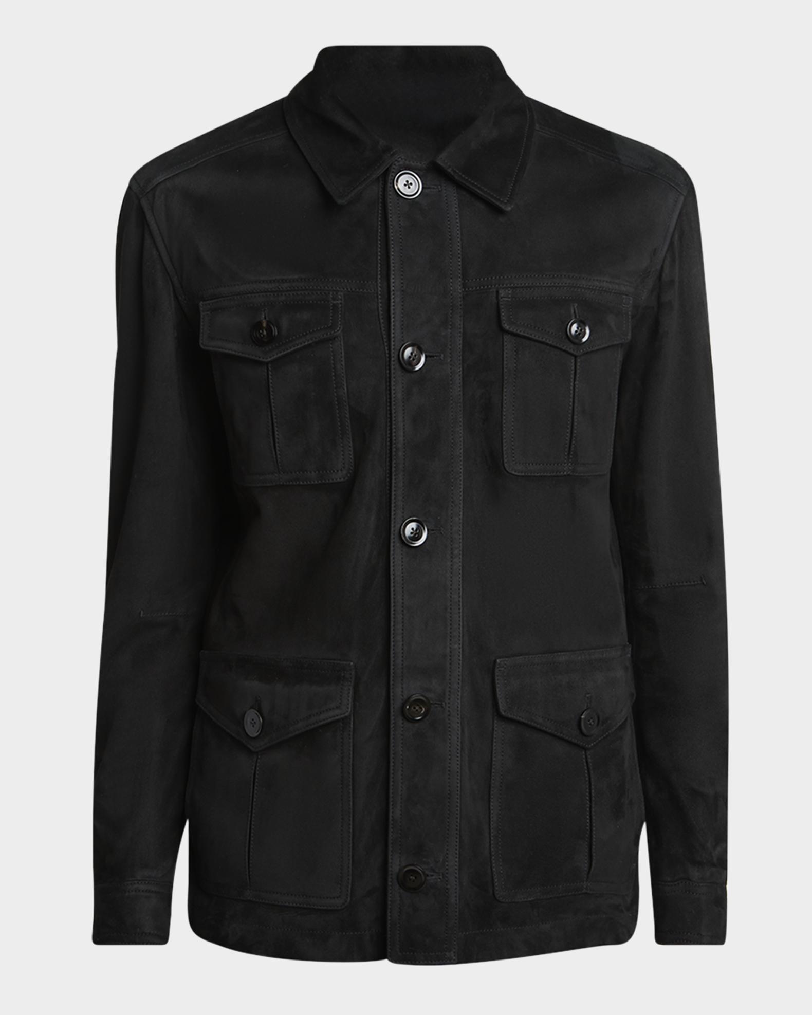 TOM FORD ミリタリージャケット ブラック TOM FORD Men's Suede Four-Pocket Military Jacket | Neiman Marcus