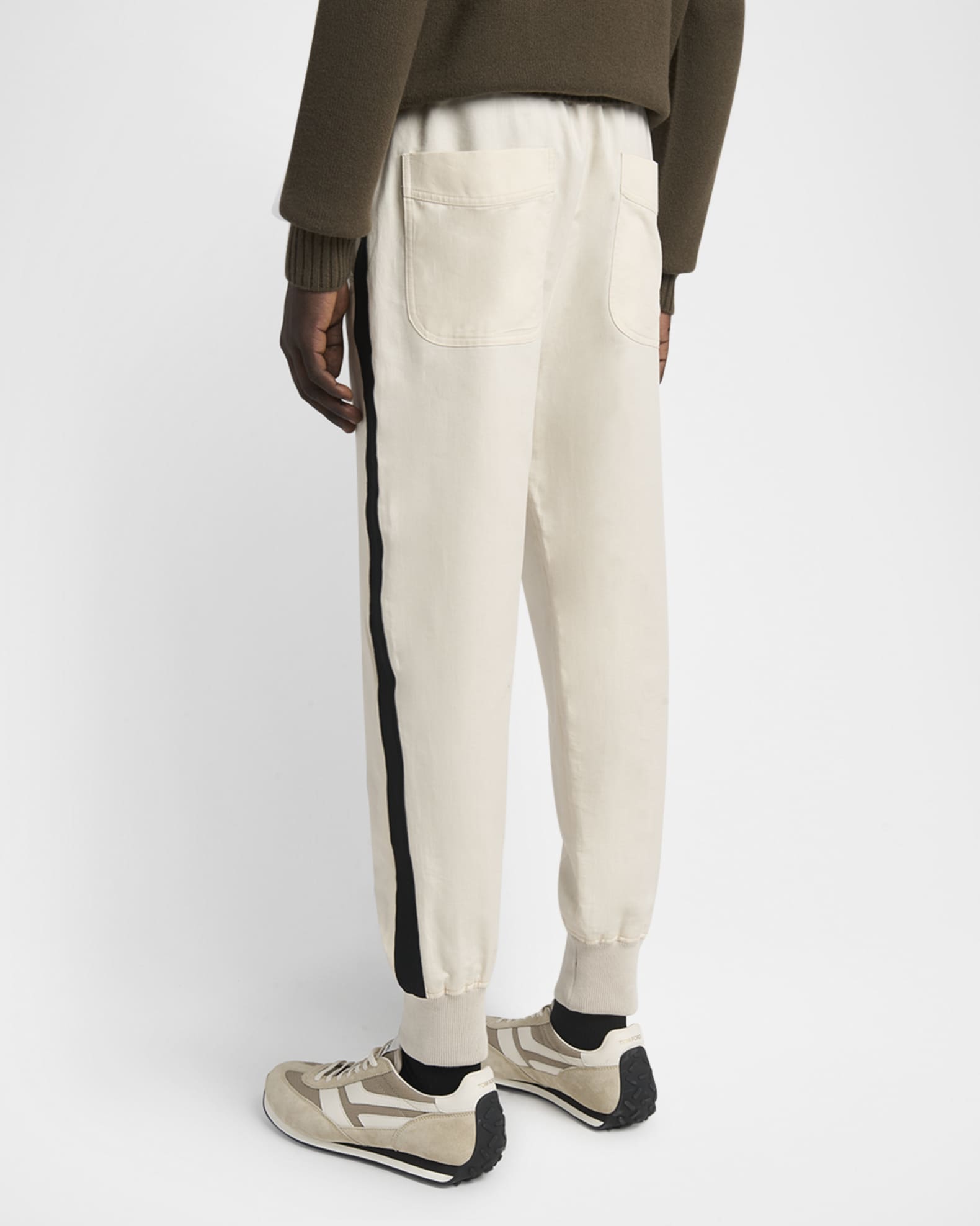 TOM FORD Men's Cotton and Silk Twill Side-Stripe Jogger