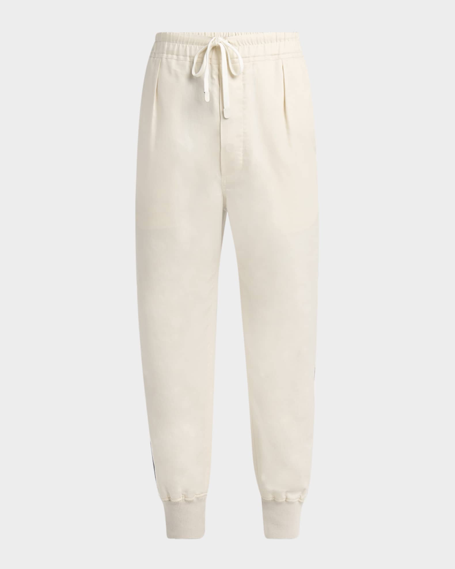 Men's Cotton and Silk Twill Side-Stripe Jogger Pants 0