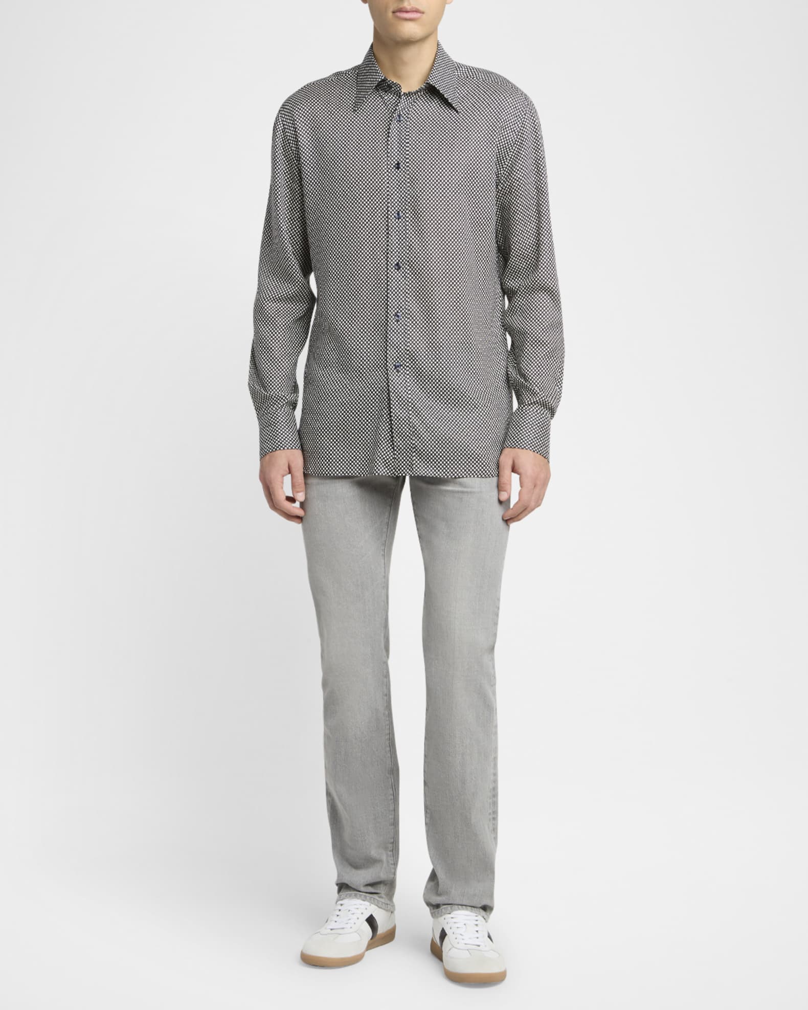 TOM FORD Men's Light Wash Selvedge Straight Fit Jeans, Grey