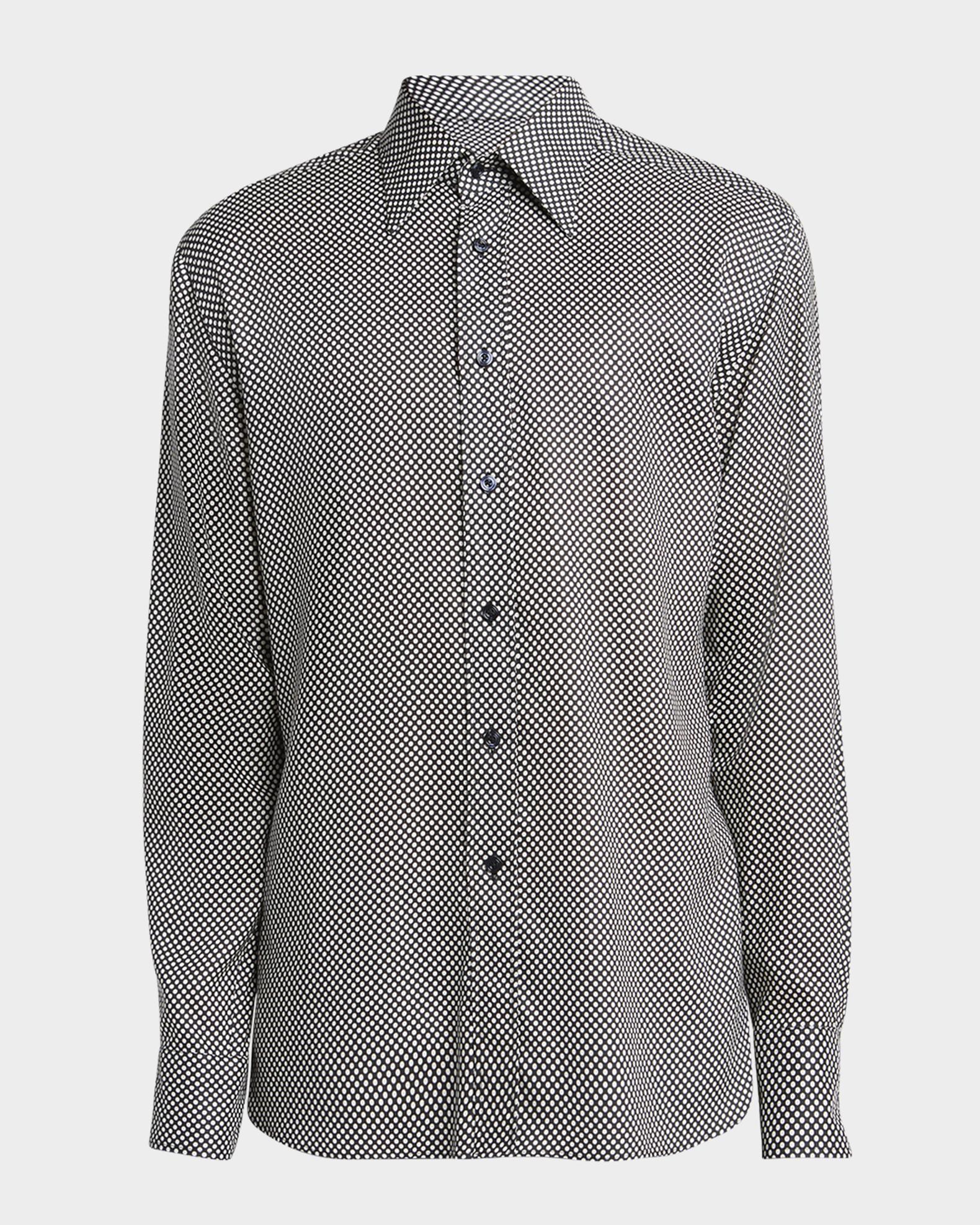 Tom Ford-Polka Dot Shirt White/Black-Shirt And Blouse