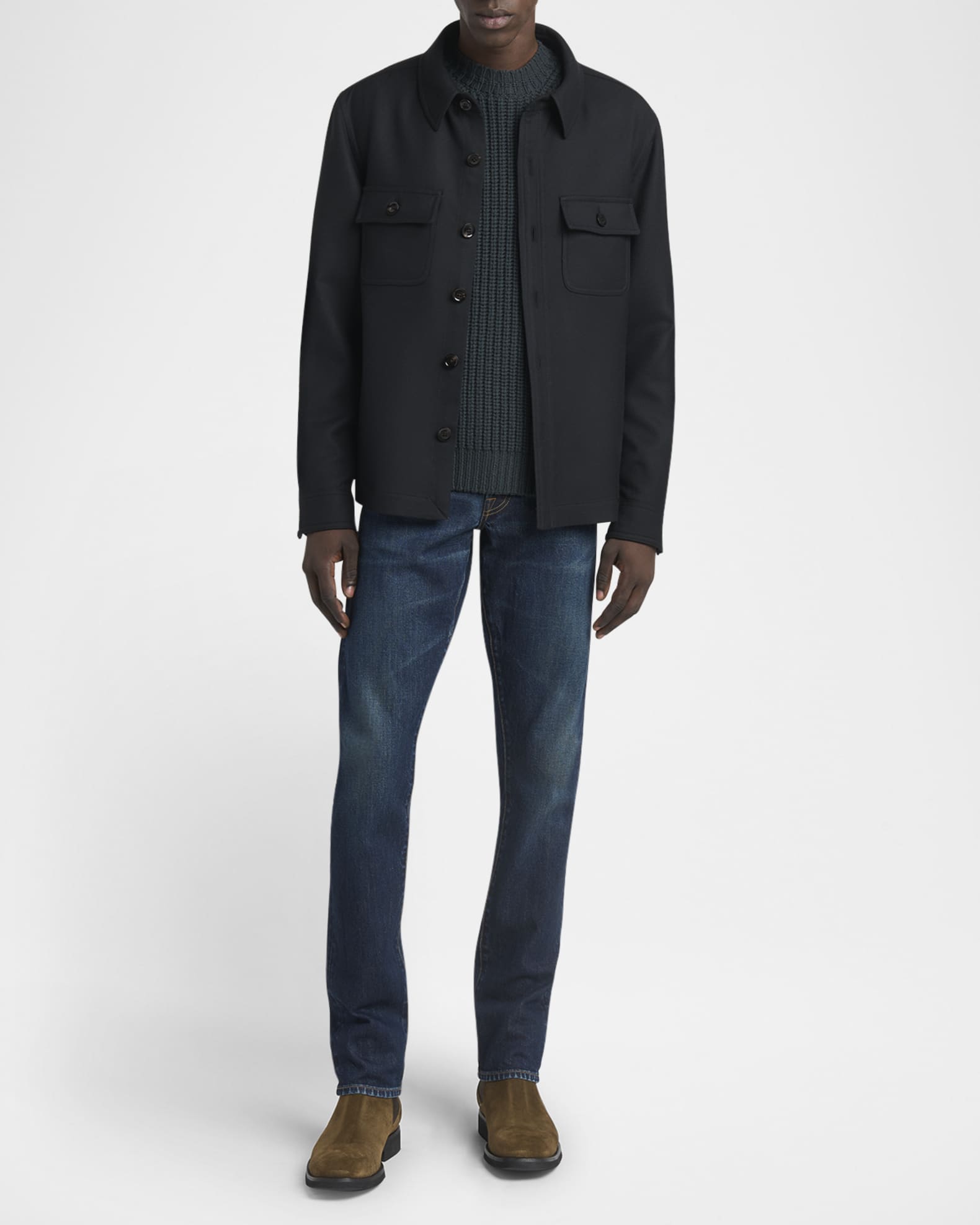 TOM FORD Men's Wool and Silk Double Pocket Overshirt