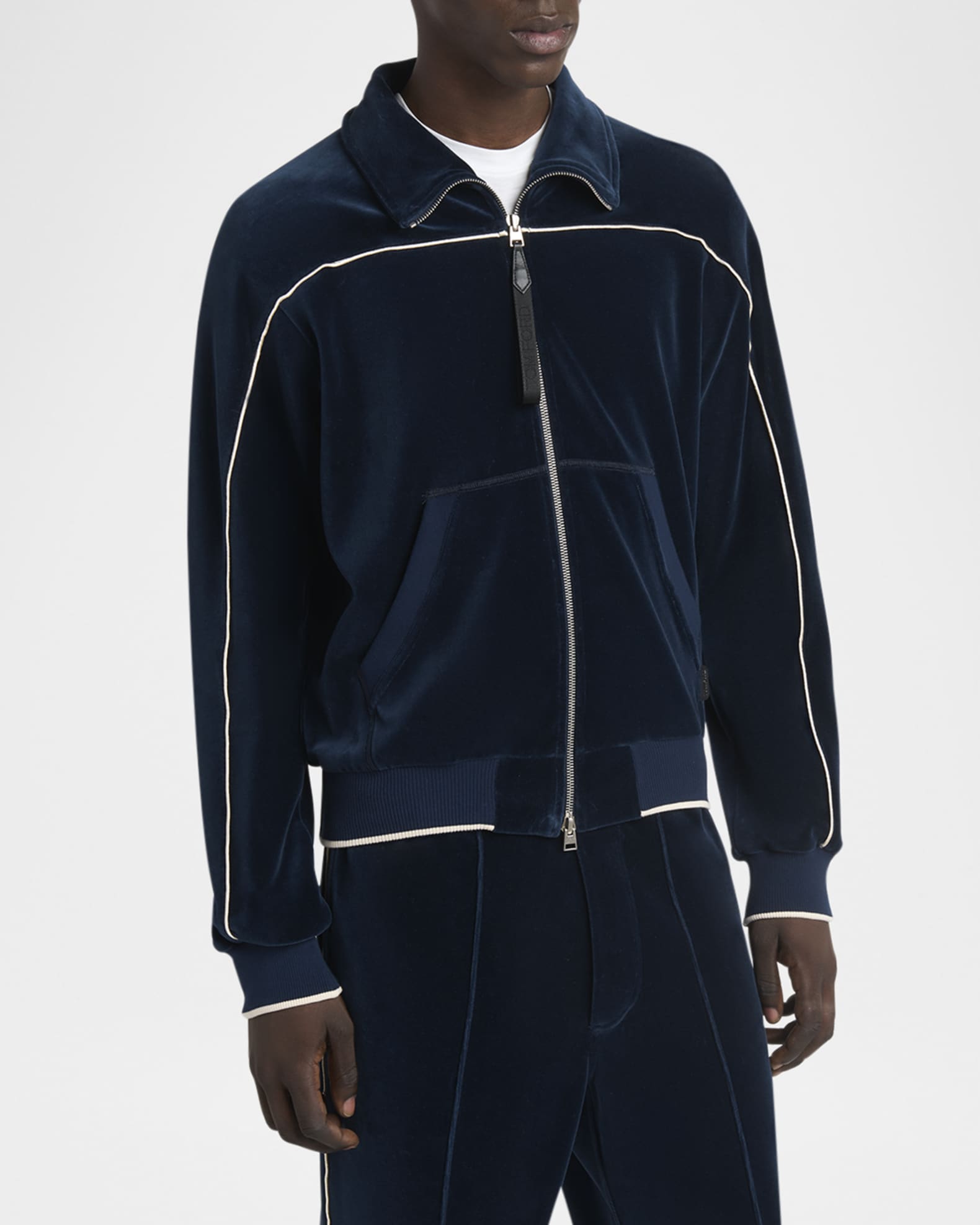 TOM FORD Men's Velour Piped Full-Zip Track Jacket | Neiman