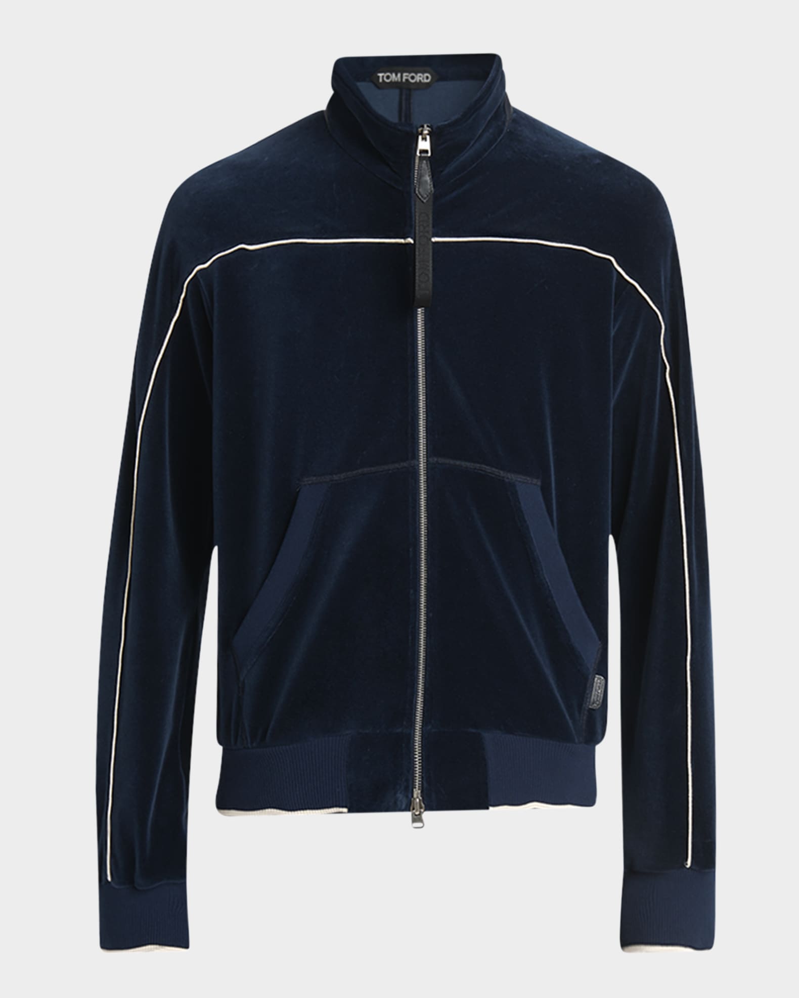 Men's Velour Piped Full-Zip Track Jacket 0