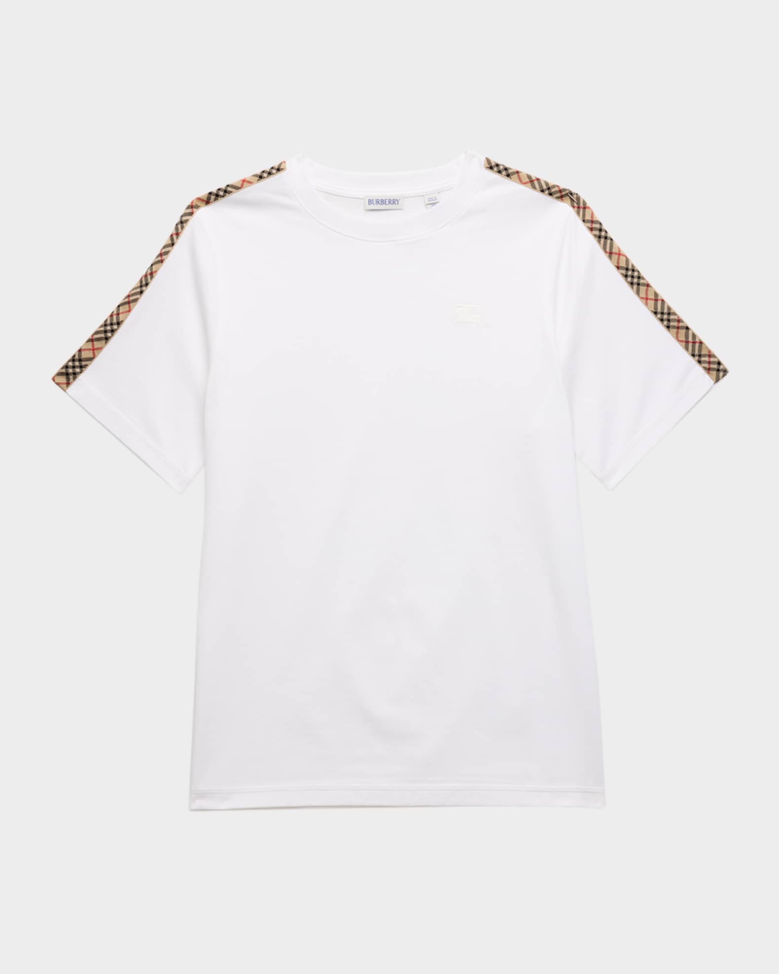 Burberry Girl's Cedar Check Tape Short-Sleeve Crewneck T-Shirt