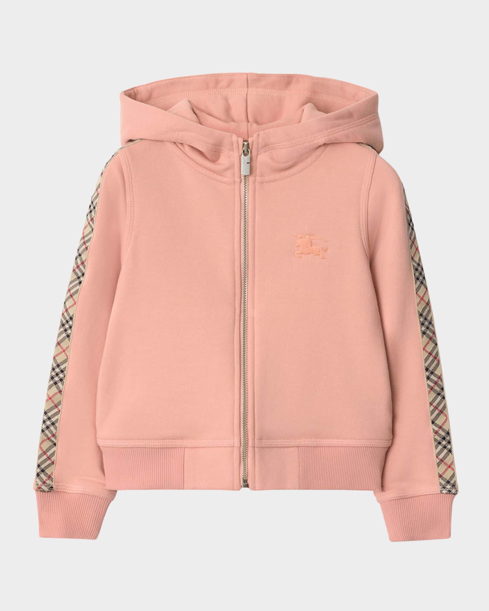 Girl's Elin Check Tape Zip-Front Hoodie, Size 3-14 0