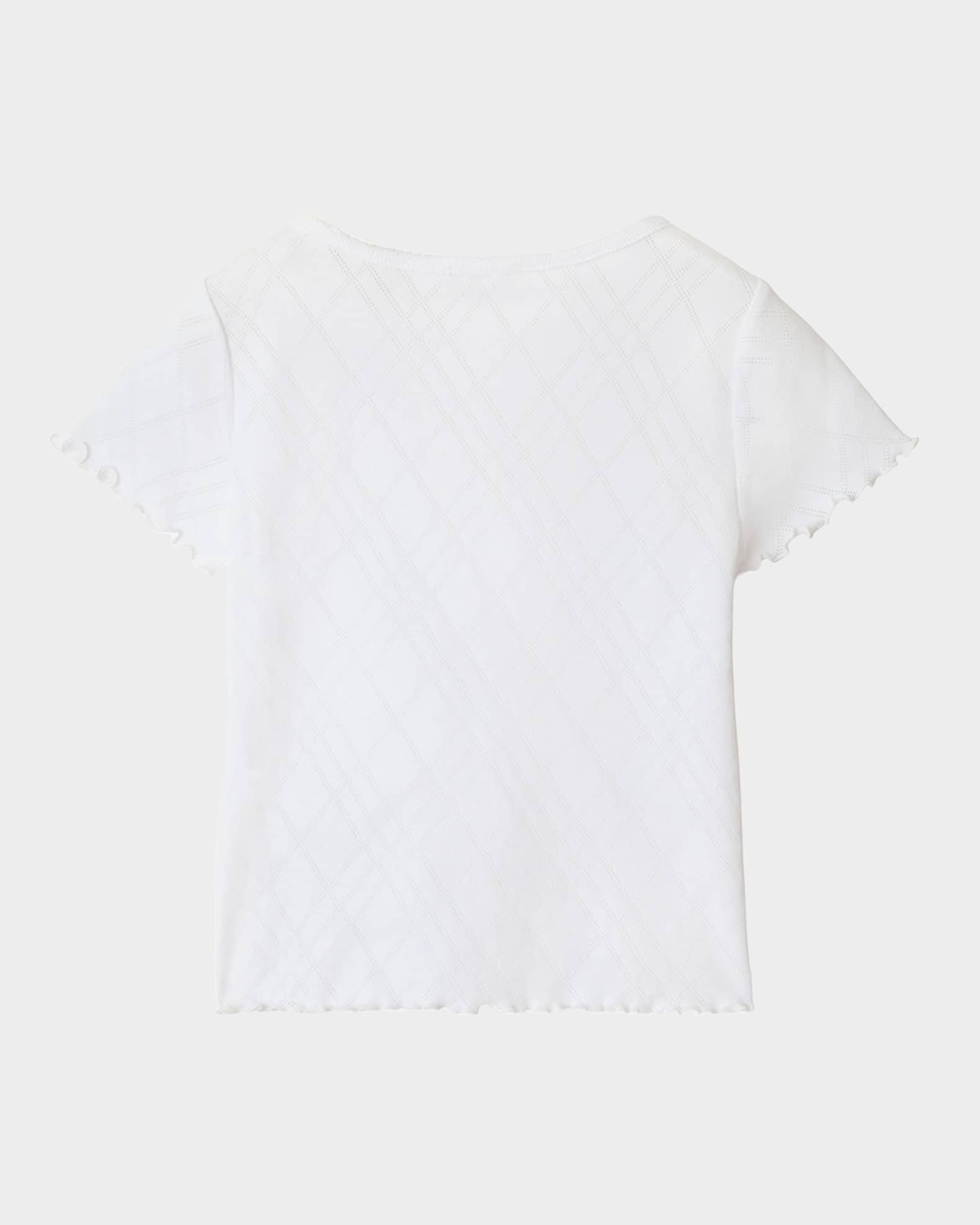 Girl's Penny Bear Ruffled Pointelle Knit T-Shirt, Size 3-14 1