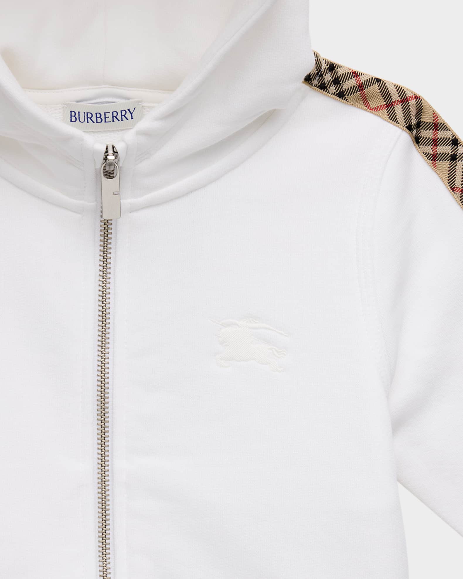 Burberry Girl's Elin Check Tape Zipped Hoodie, Size 3-14