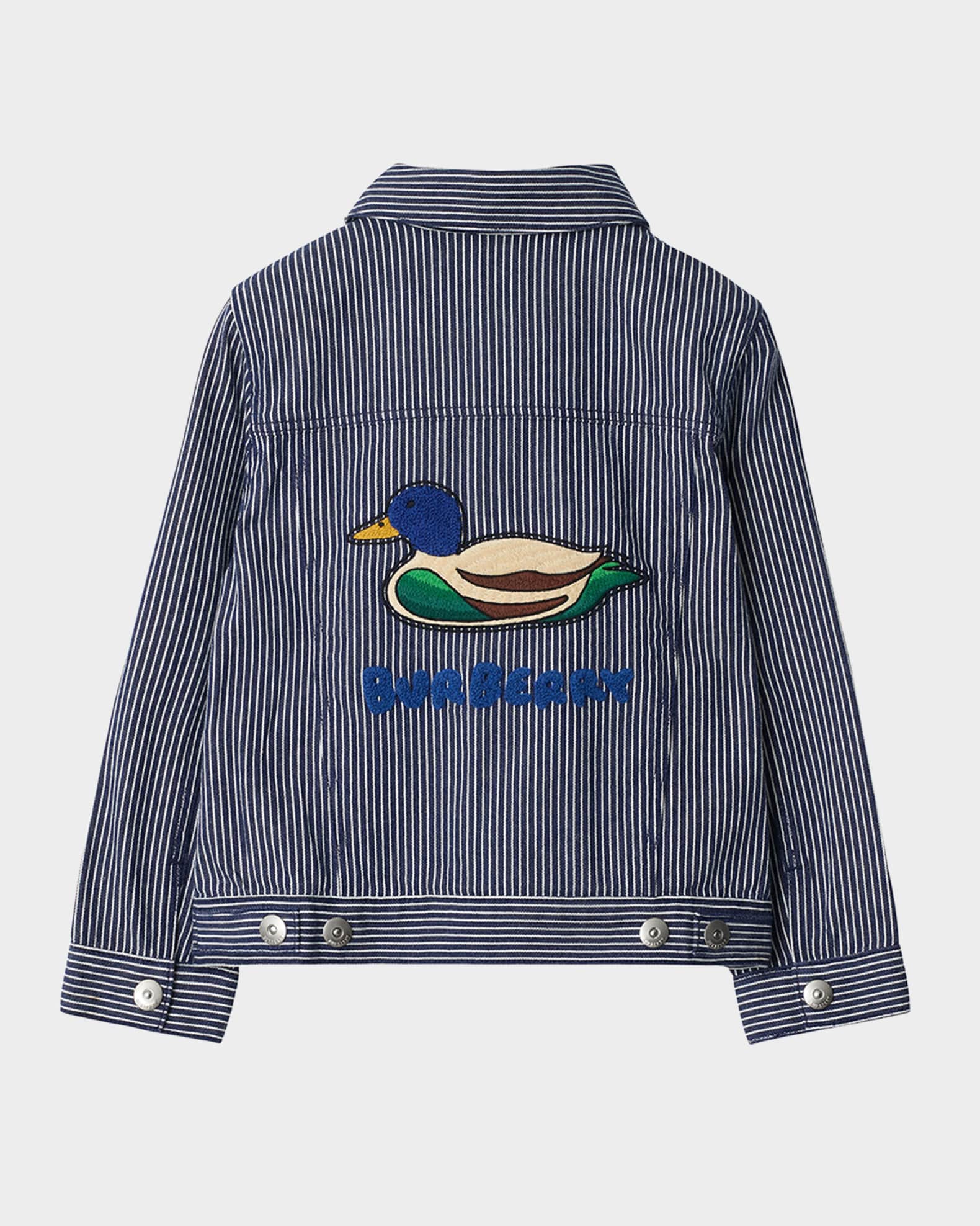 Girl's Dexter Stripe Denim Embroidered Jacket, Size 3-14 1