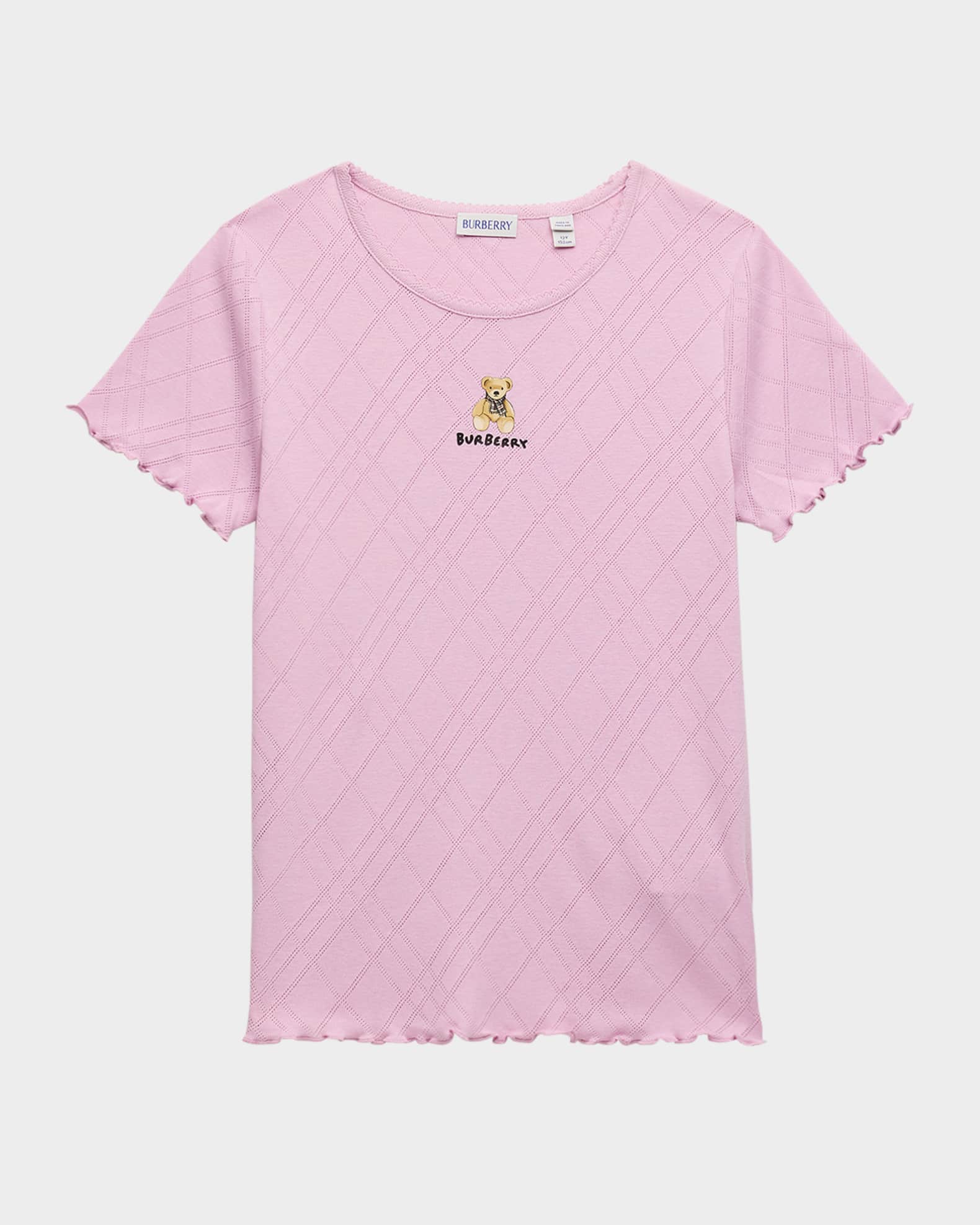 Girl's Penny Bear Short-Sleeve Pointelle T-Shirt, Size 4-14 0